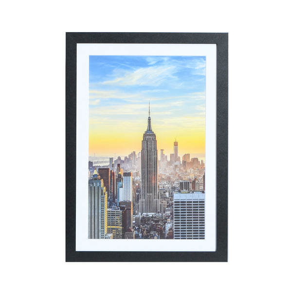 13x19-11x17 Modern Picture Frame, with White Mat, 1 inch Wide Border, Acrylic Front
