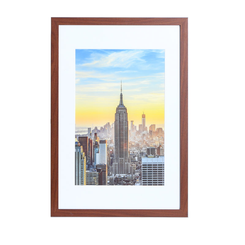 16x24-12x18 Modern Picture Frame, with White Mat, 1 inch Wide Border, Acrylic Front