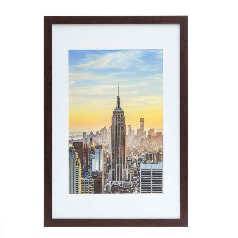 16x24-12x18 Modern Picture Frame, with White Mat, 1 inch Wide Border, Acrylic Front