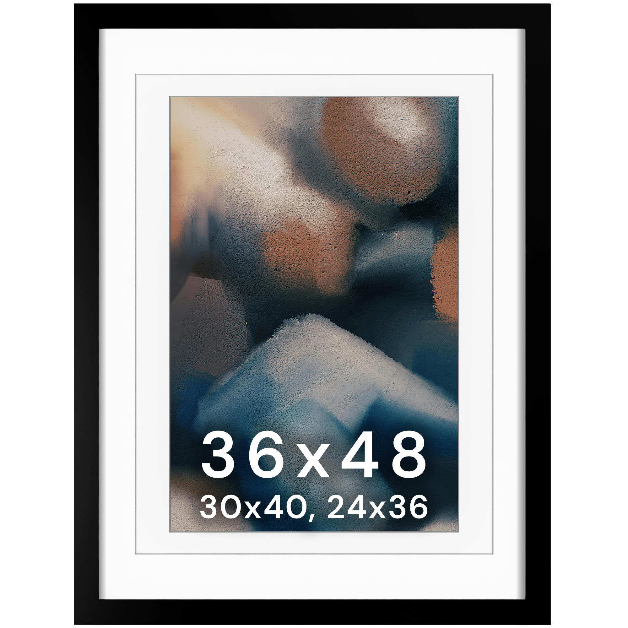 36x48 Wood Frame Double Matted to 30x40 and 24x36 - Acrylic