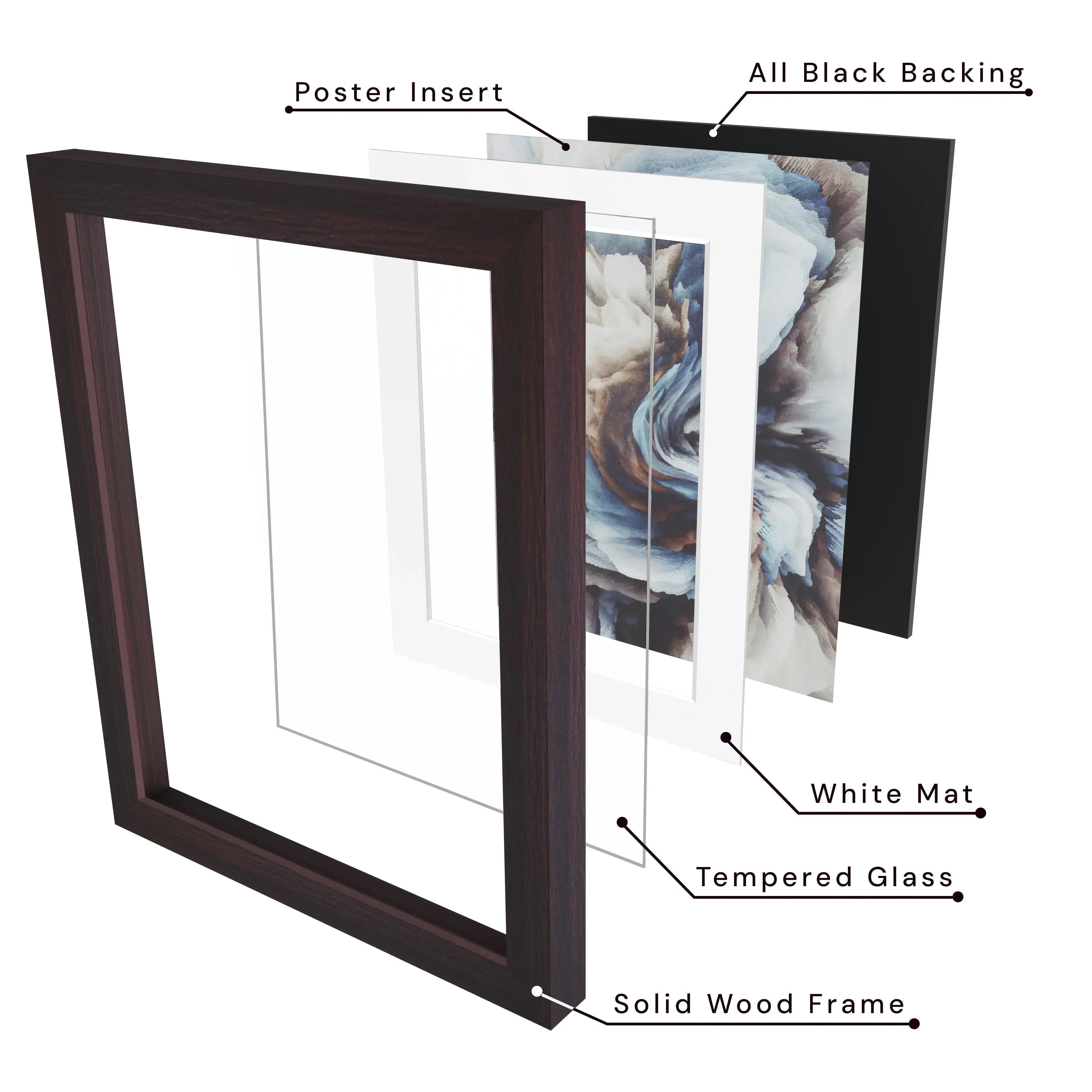 24x30 Matted Wood Frame - Signature Glass