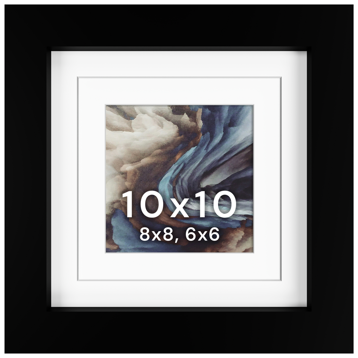 10x10 Wood Frame Double Matted to 8x8 and 6x6 - Glass