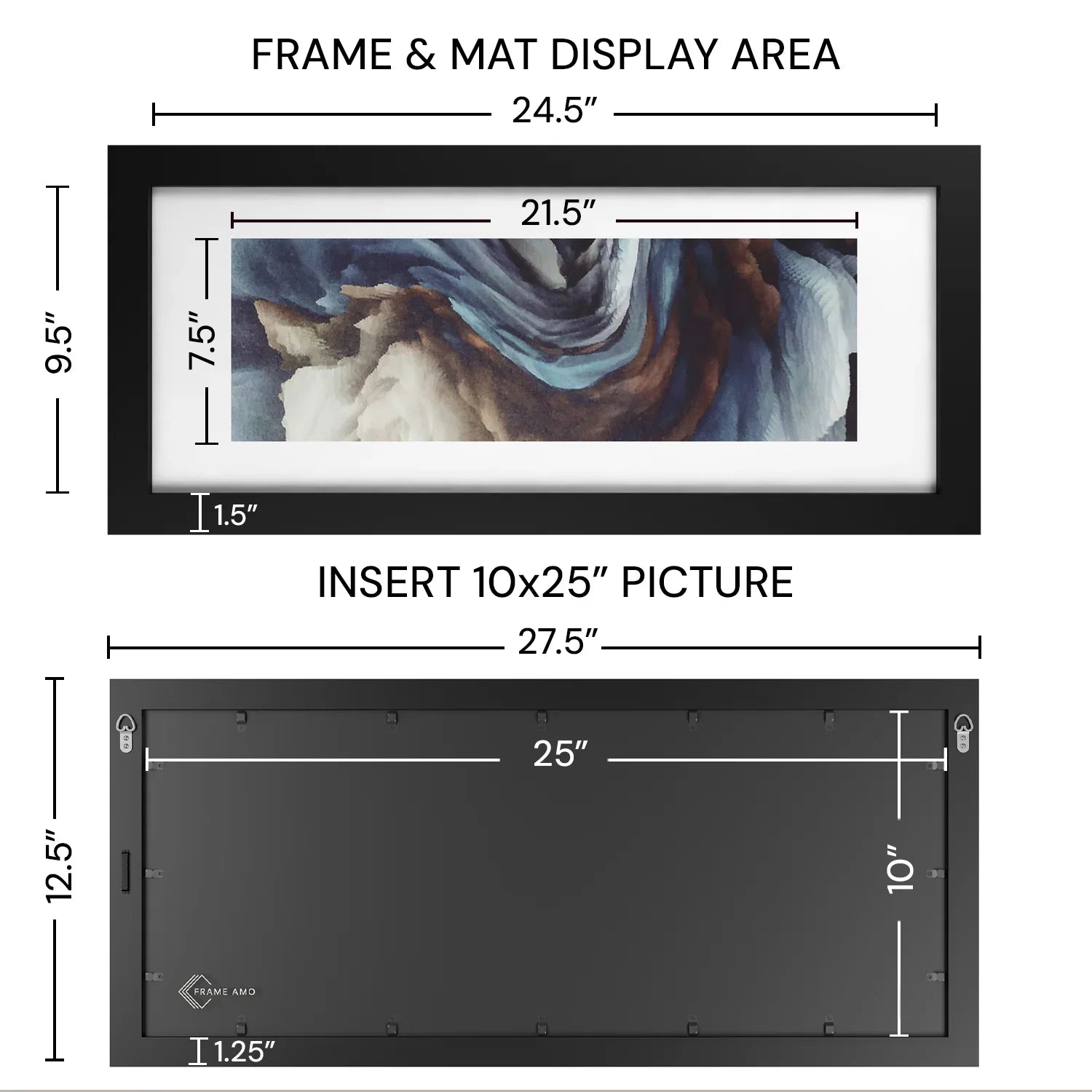 10x25 Matted Wood Frame - Signature Glass