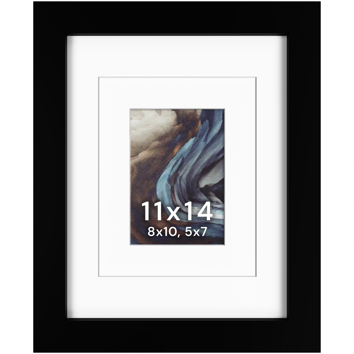 11x14 Wood Frame Double Matted to 8x10 and 5x7 - Glass