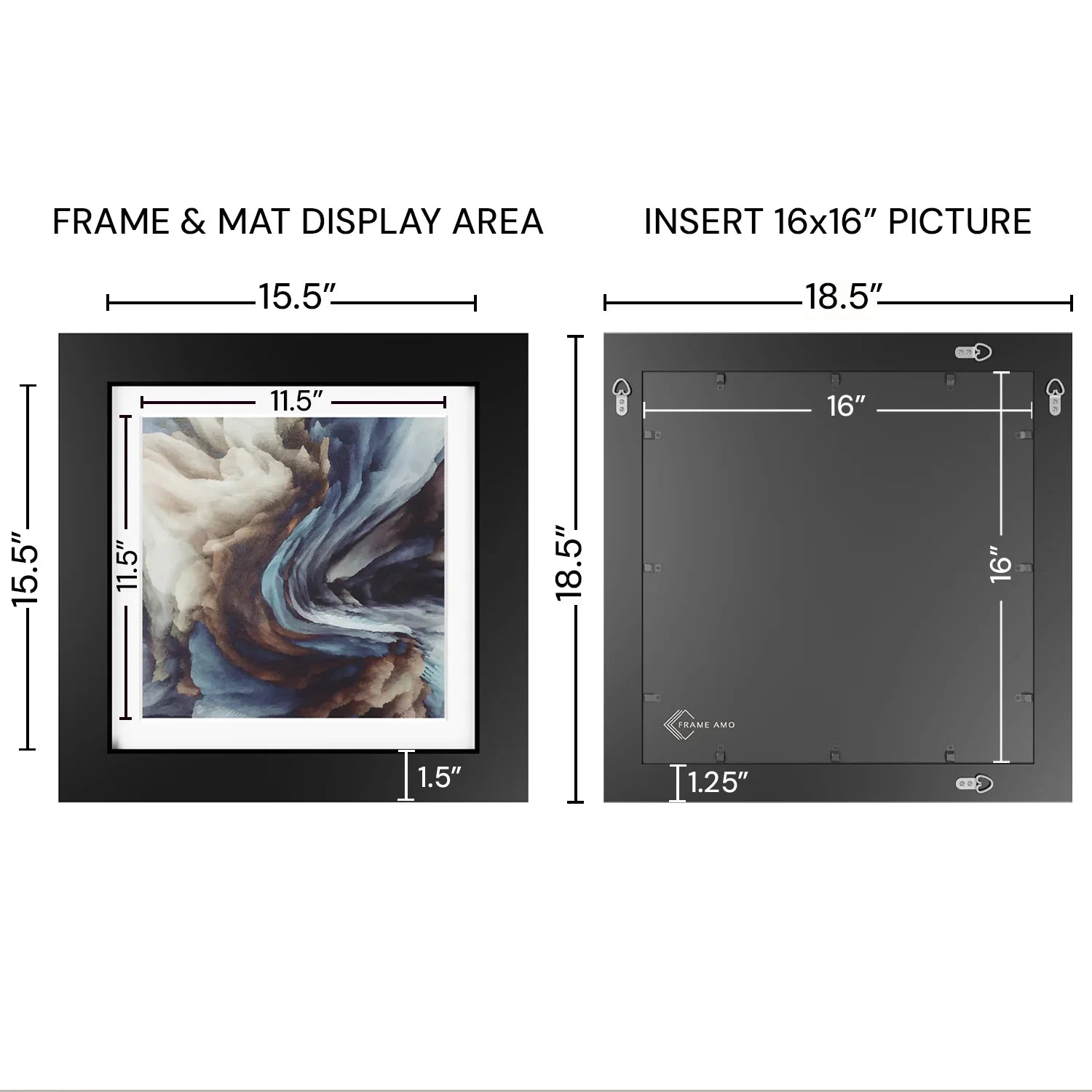 16x16 Matted Wood Frame - Signature Glass
