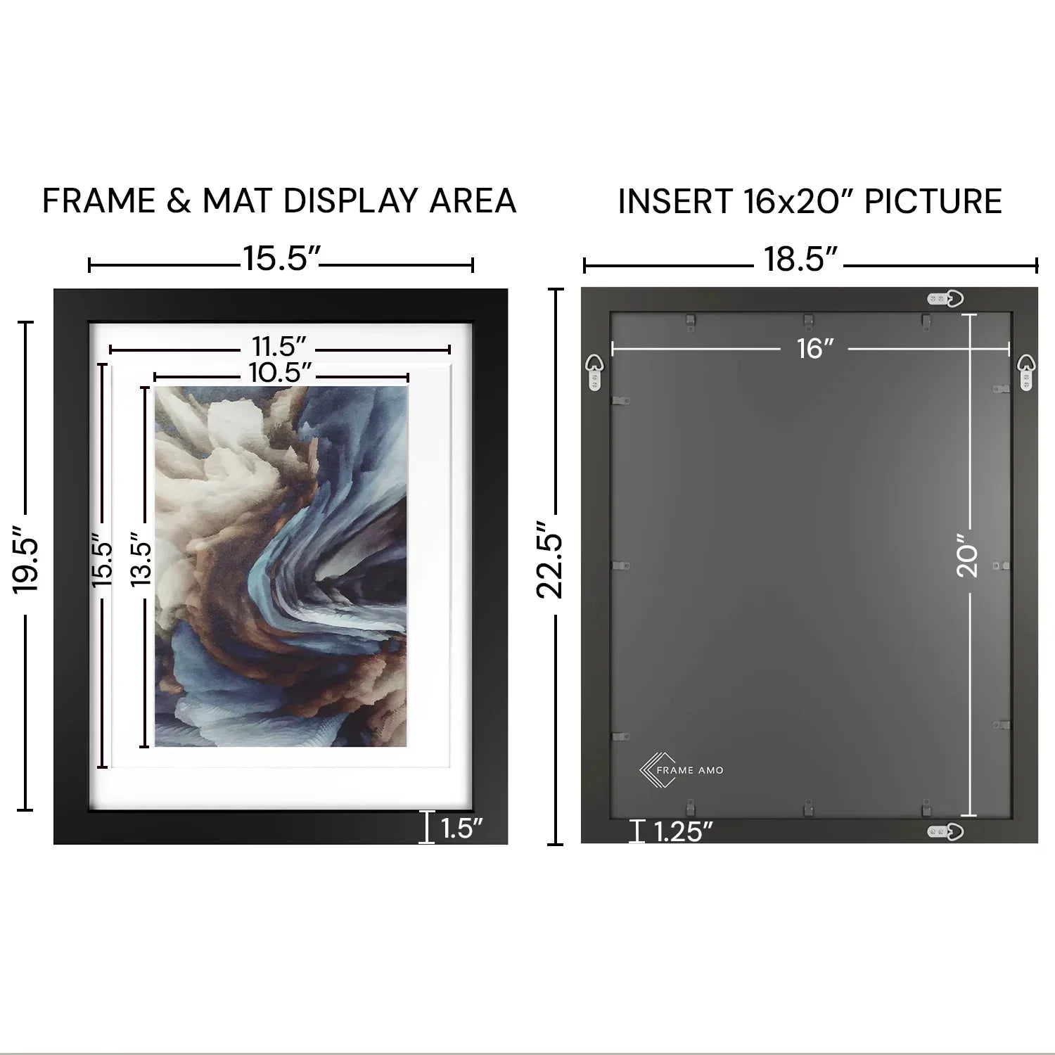16x20 Frame with Double Mat for 11×14 Certificate - Glass and Wood