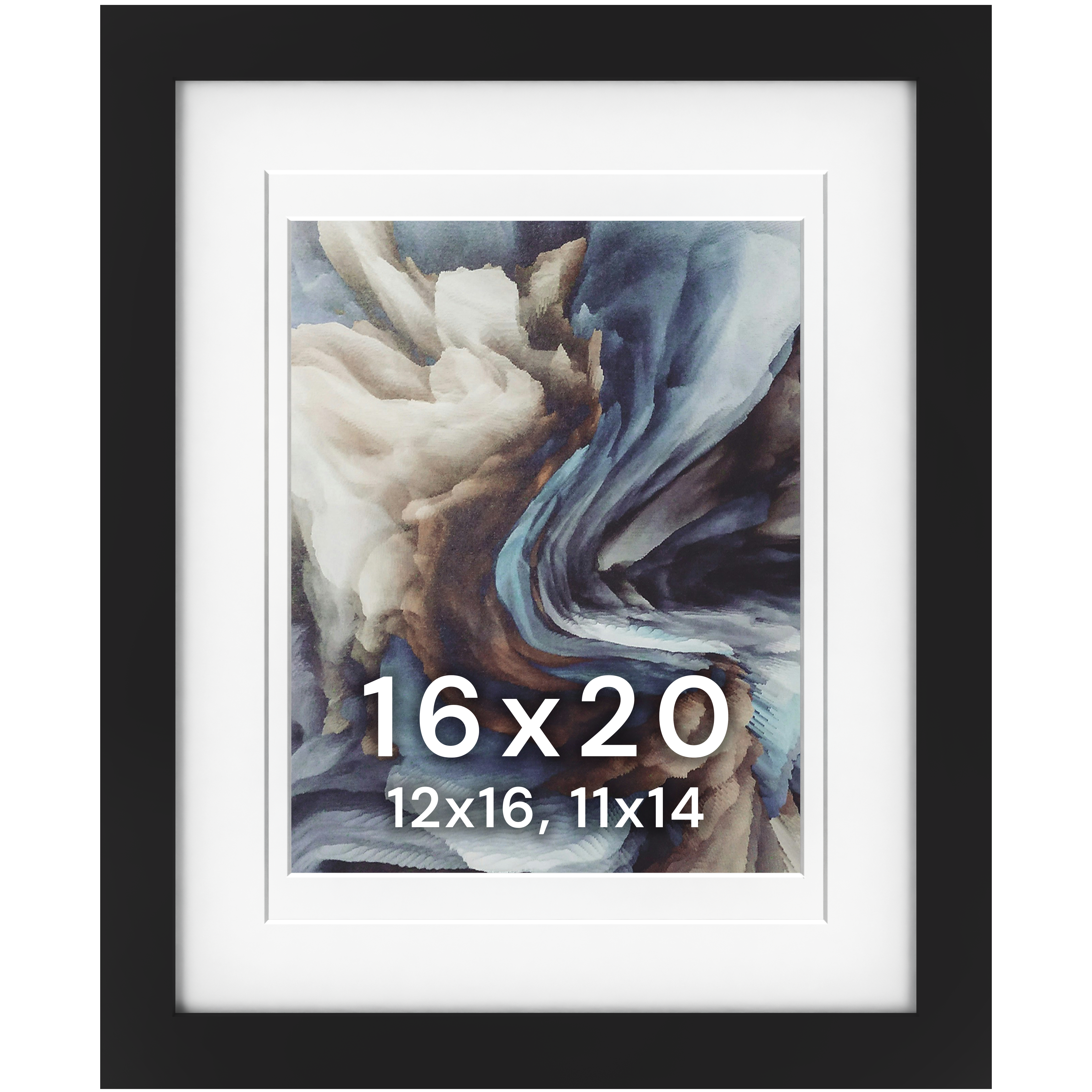 16x20 Wood Frame Double Matted to 12x16 and 11x14 - Glass