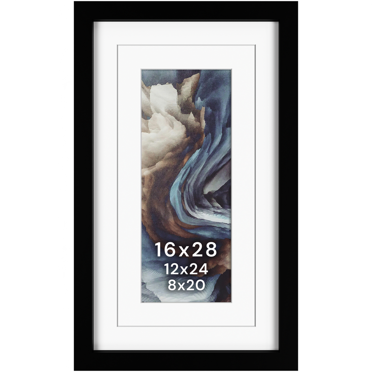 16x28 Wood Frame Double Matted to 12x24 and 8x20 - Glass