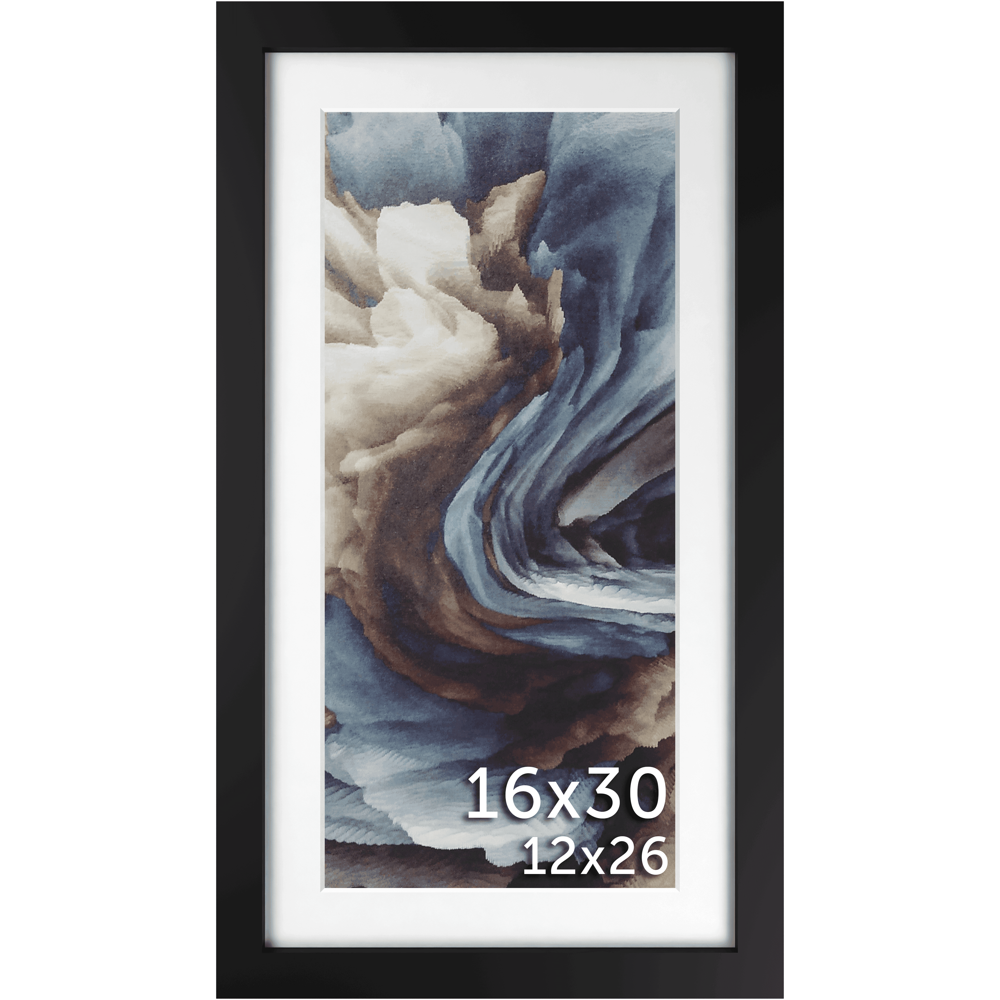 16x30 Black Matted Frame - Frame Amo