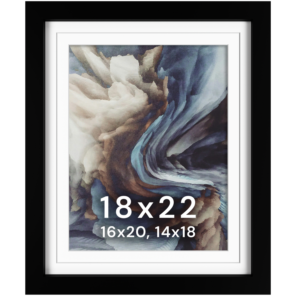 18x22 Wood Frame Double Matted to 16x20 and 14x18 - Glass