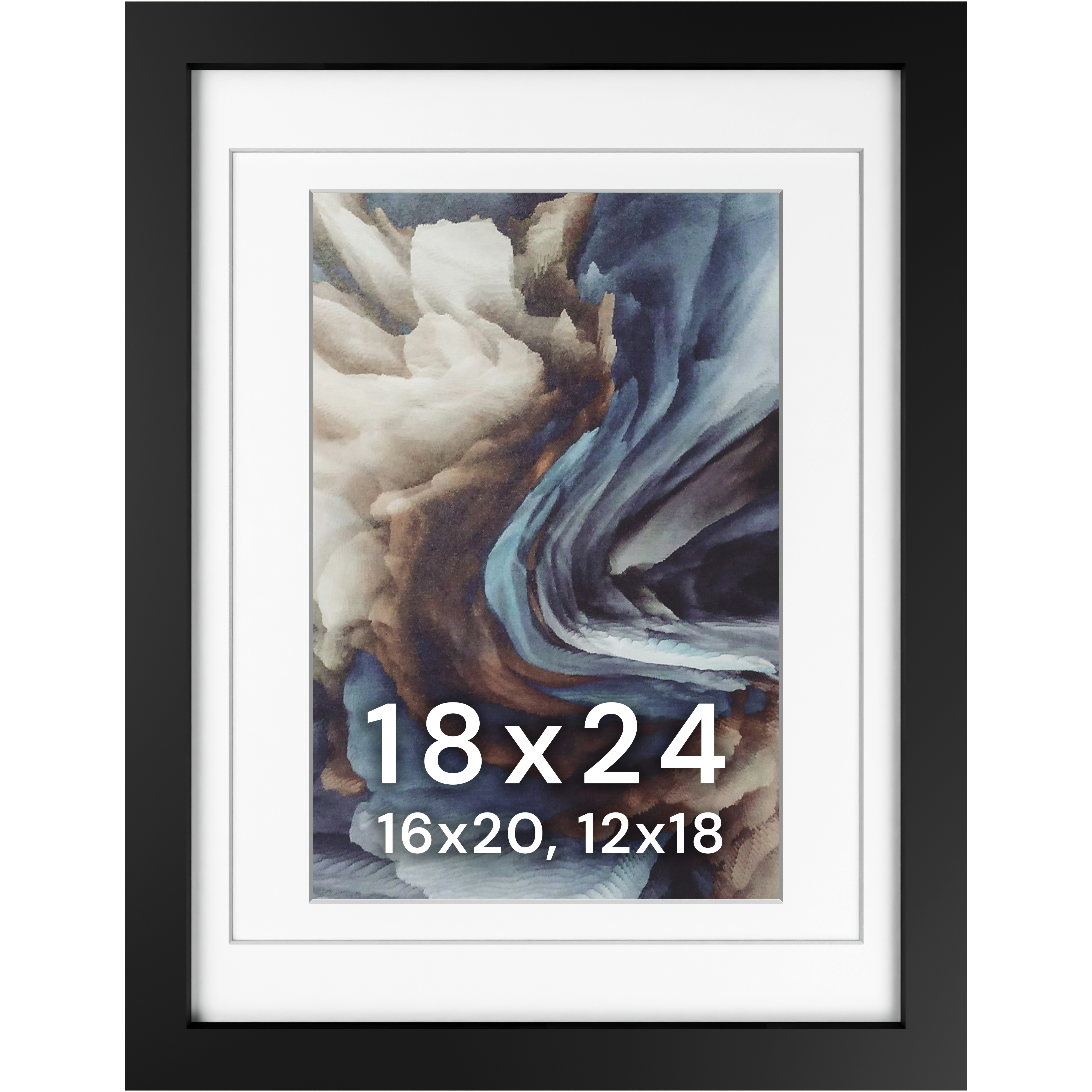 18x24 Wood Frame Double Matted to 16x20 and 12x18 - Glass