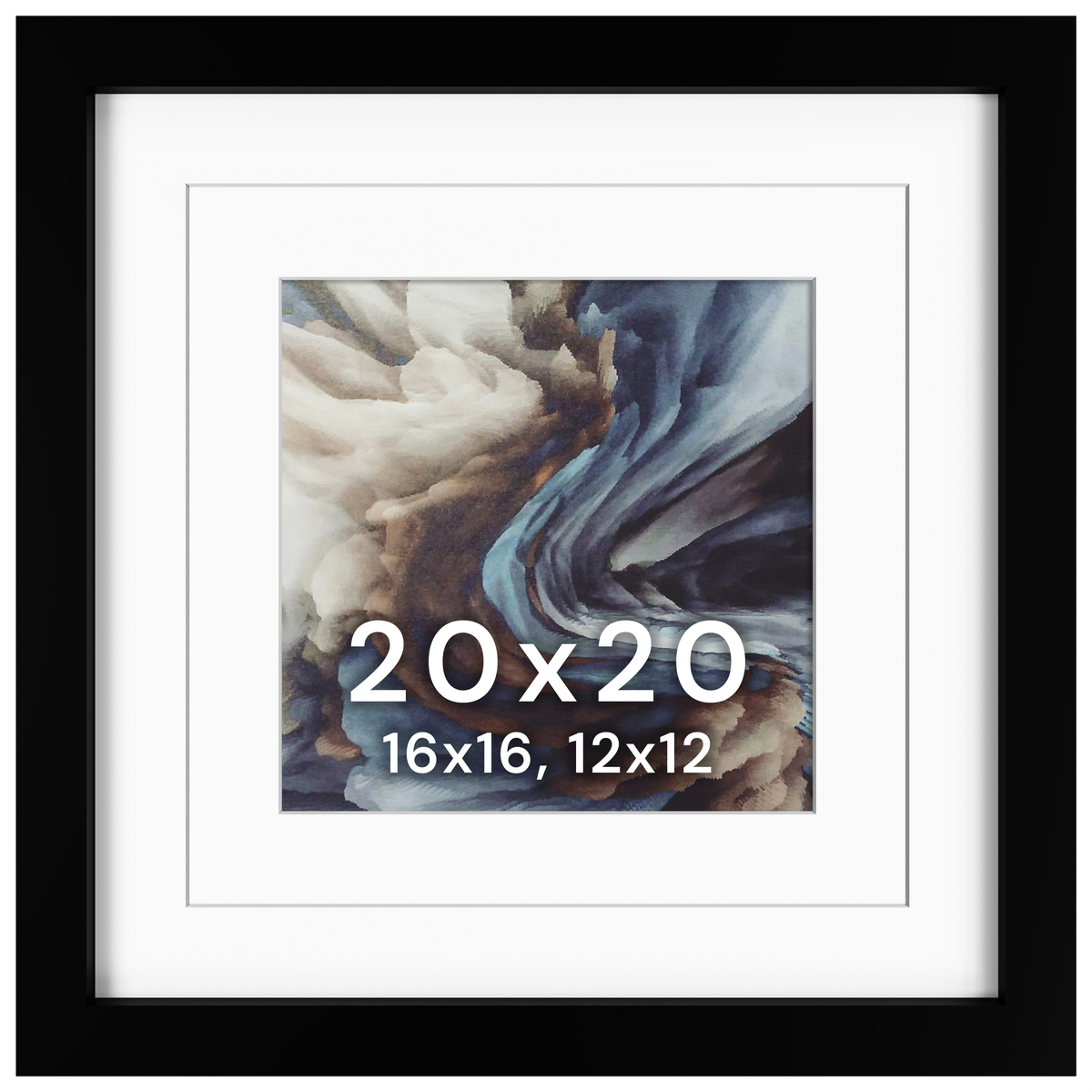 20x20 Wood Frame Double Matted to 16x16 and 12x12 - Glass