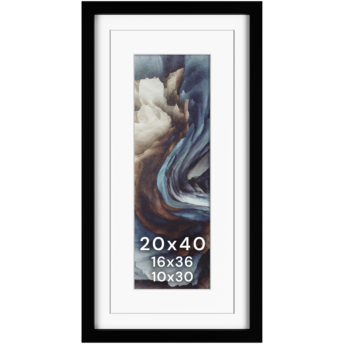20x40 Wood Frame Double Matted to 16x36 and 10x30 - Glass