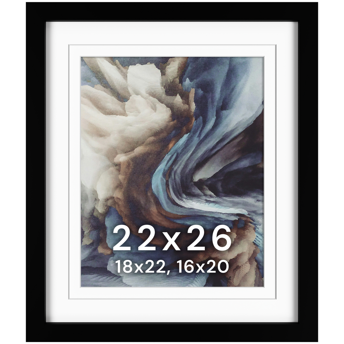 22x26 Wood Frame Double Matted to 18x22 and 16x20 - Glass