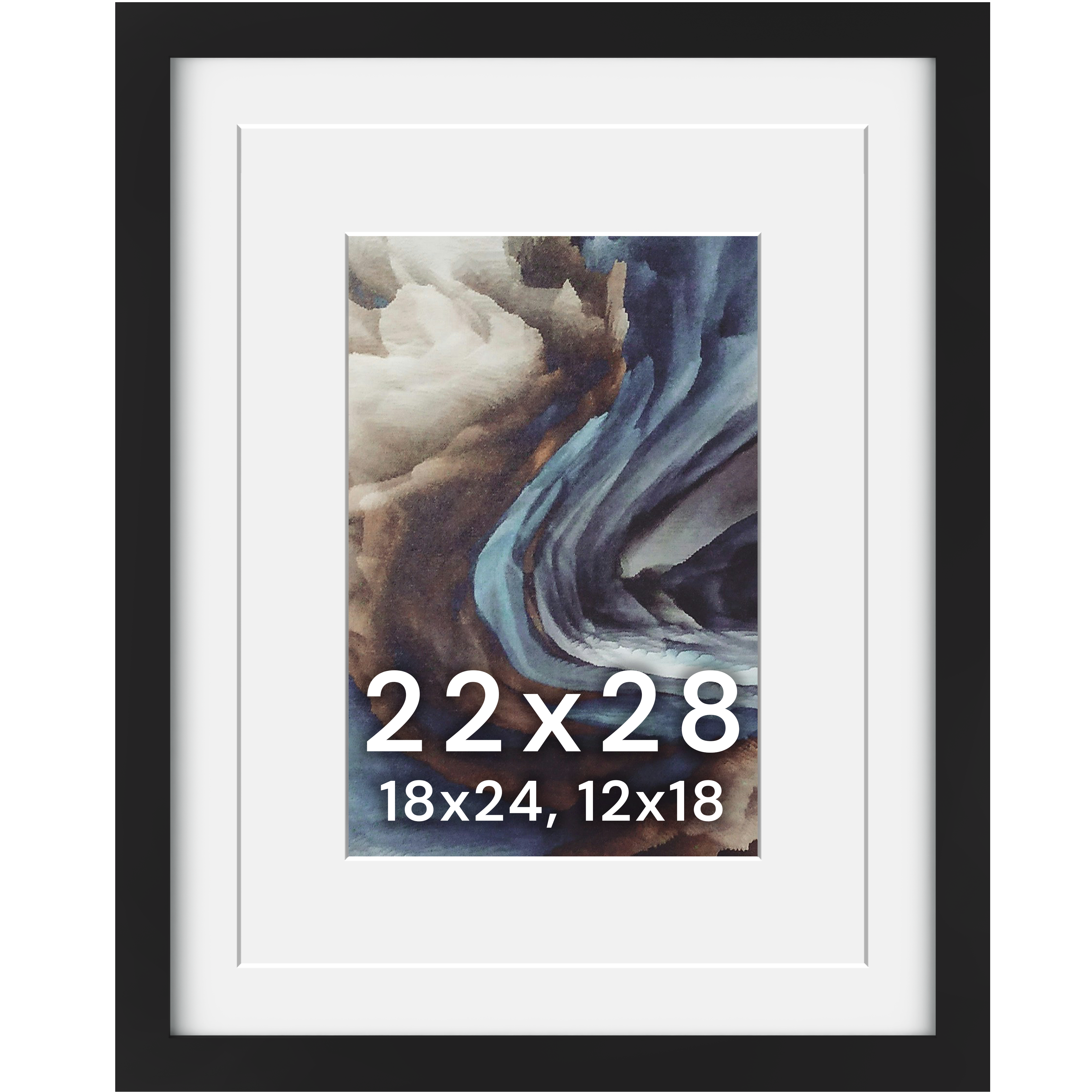 22x28 Wood Frame Double Matted to 18x24 and 12x18 - Glass