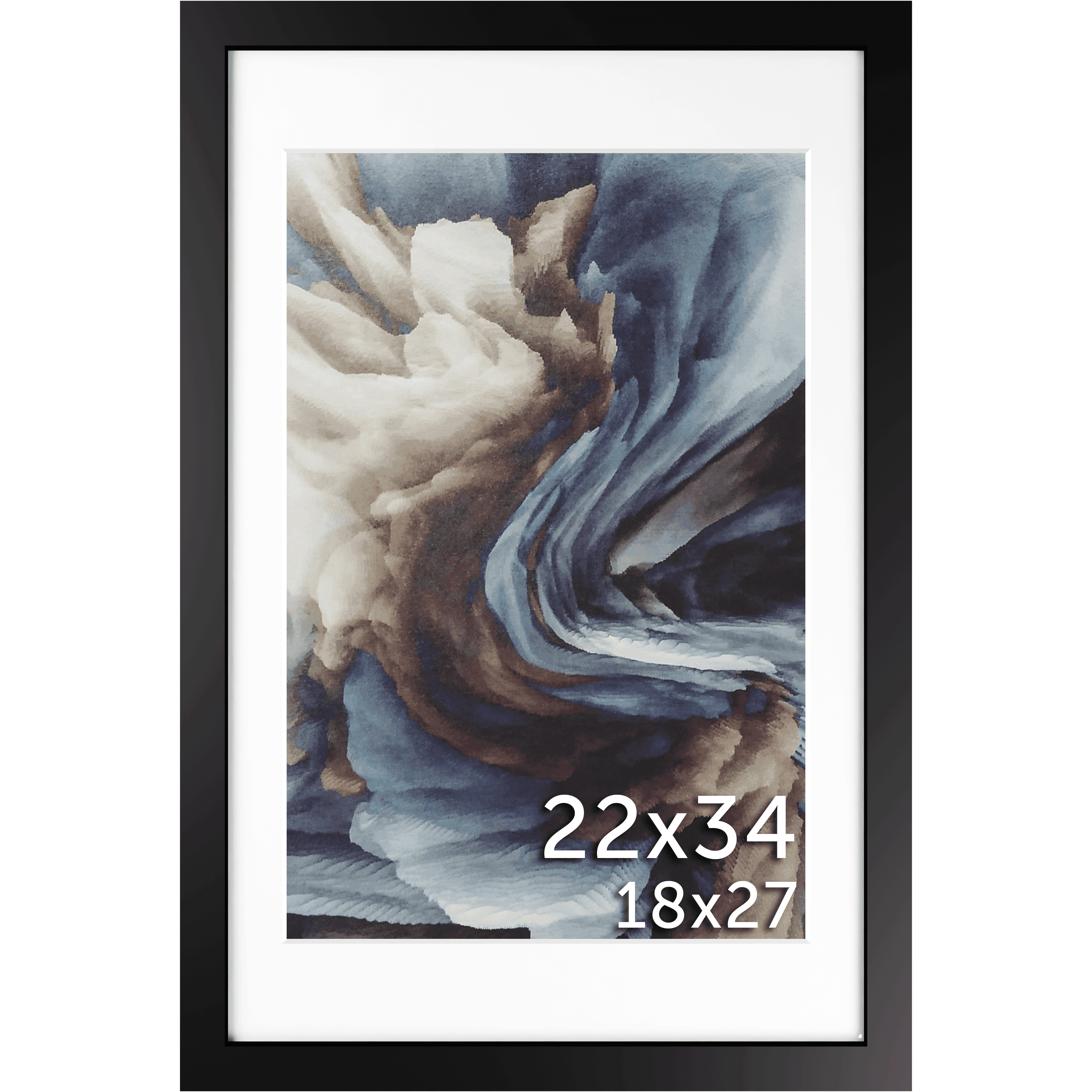 22x34 Frame Matted to 18x27 – Solid Wood Poster Frame with 22x34 Frame Matted to 18x27 – Solid Wood Poster Frame with