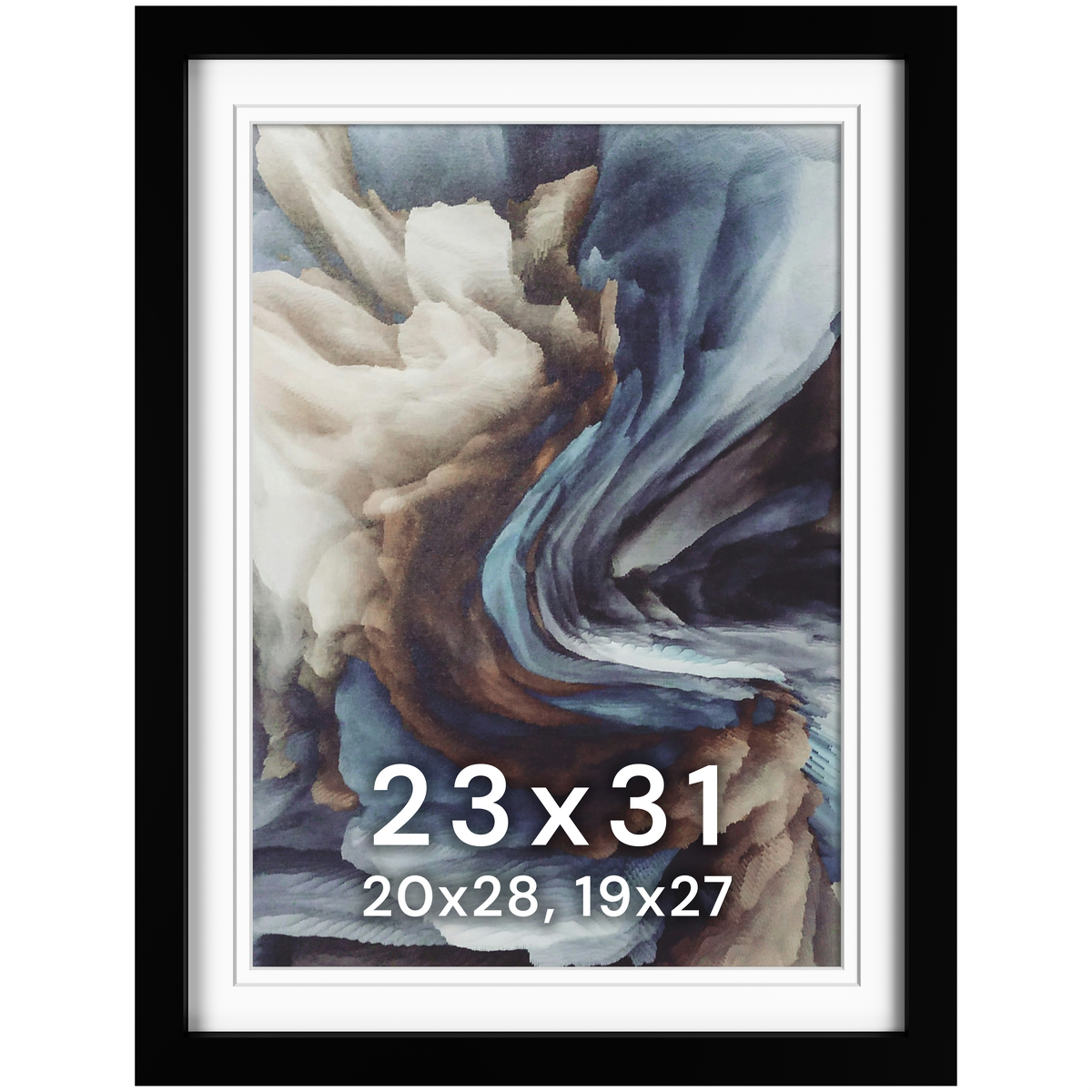 23x31 Wood Frame Double Matted to 20x28 and 19x27 - Glass