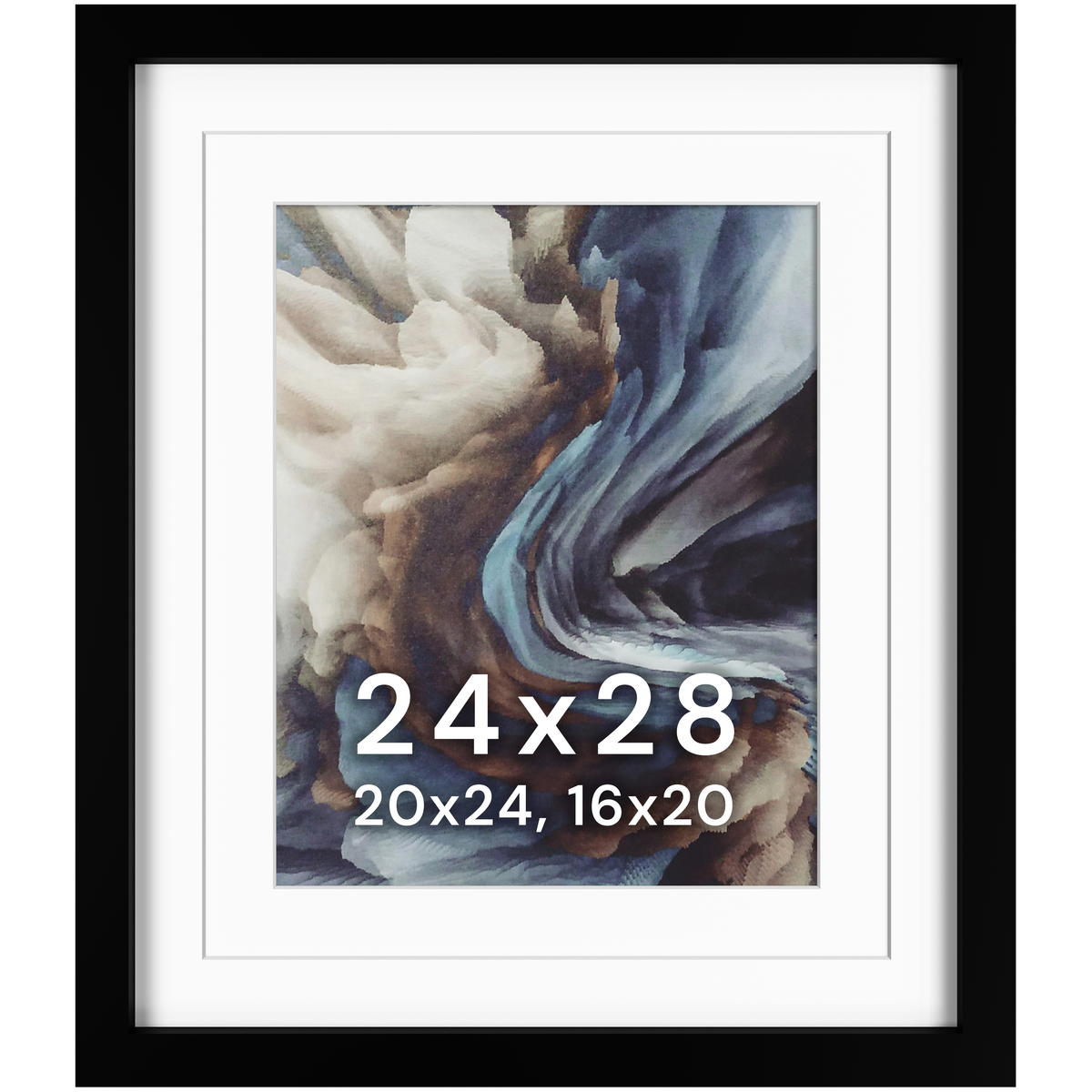24x28 Wood Frame Double Matted to 20x24 and 16x20 - Signature Glass