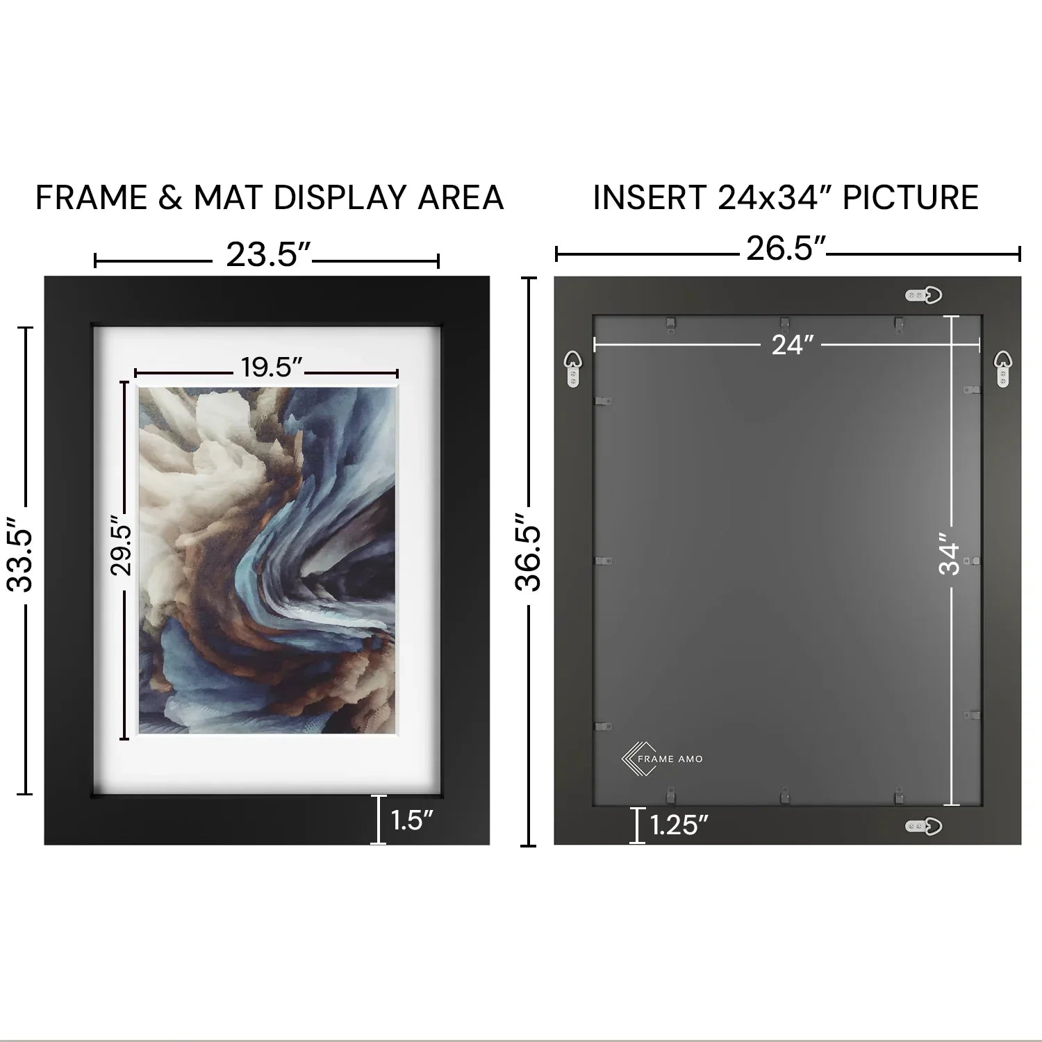 24x34 Matted Wood Frame - Signature Glass