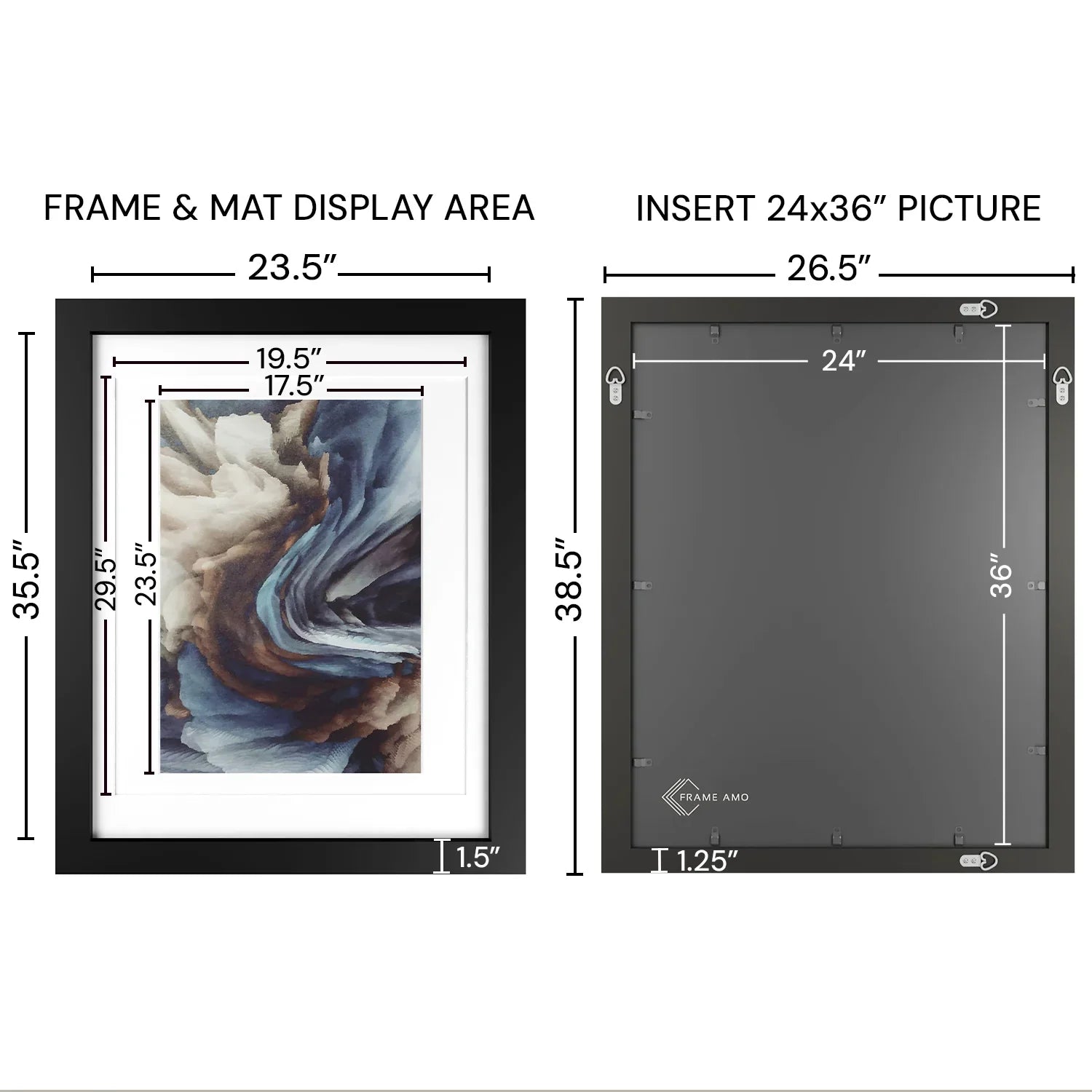 24x36 Wood Frame Double Matted to 20x30 and 18x24 - Glass