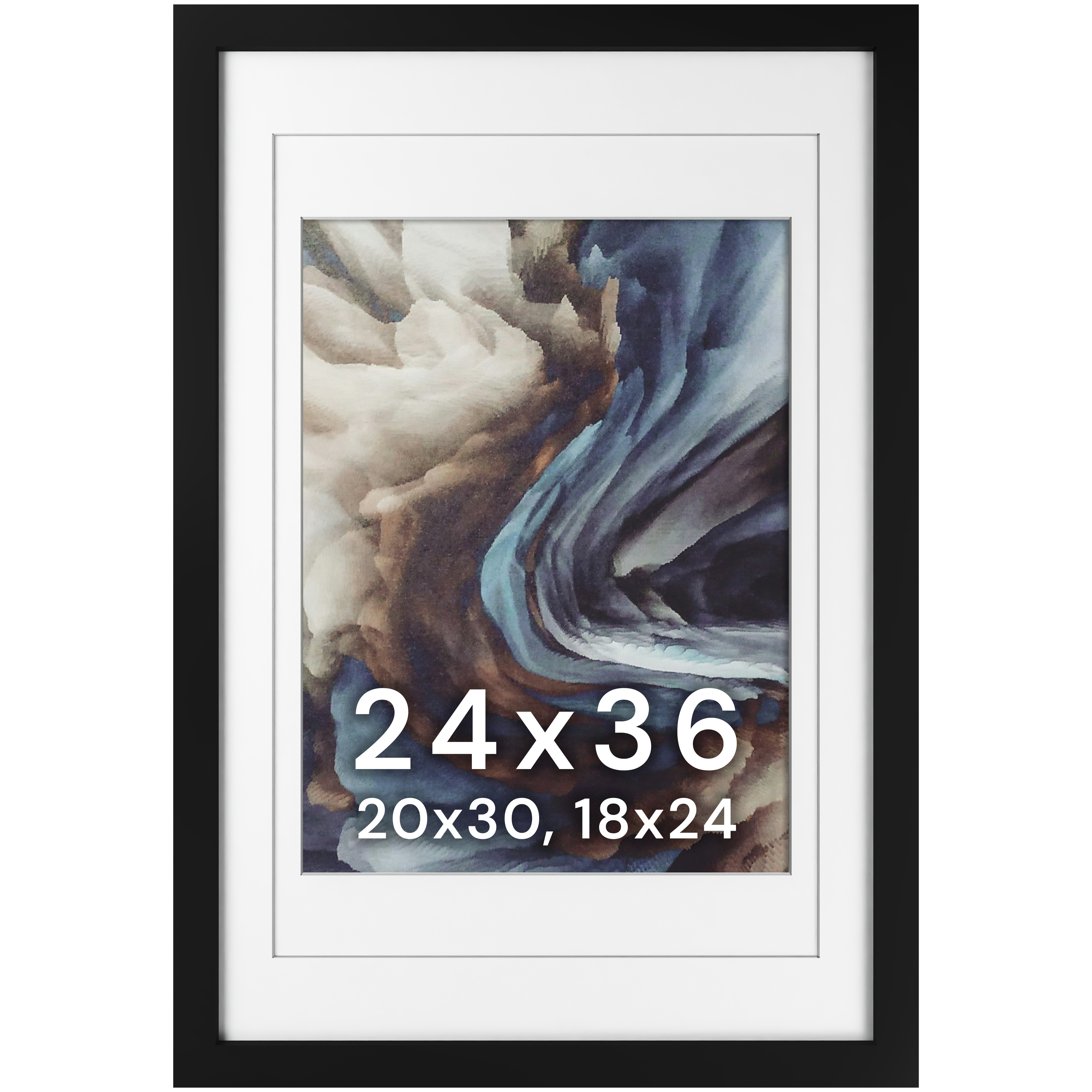 24x36 Wood Frame Double Matted to 20x30 and 18x24 - Glass