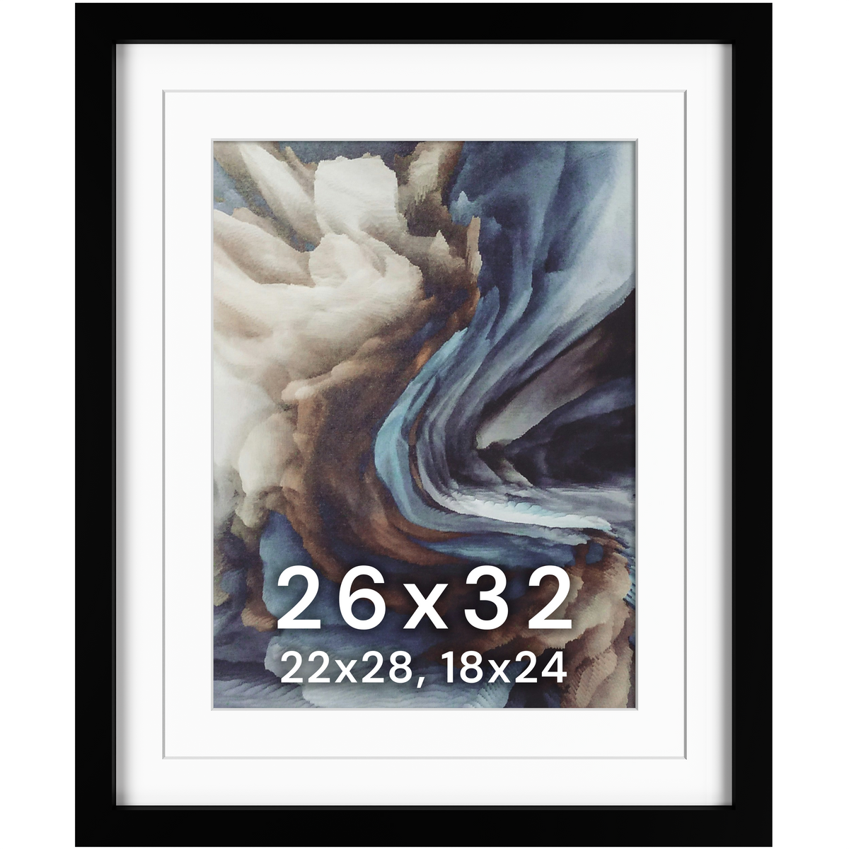 26x32 Wood Frame Double Matted to 22x28 and 18x24 - Glass