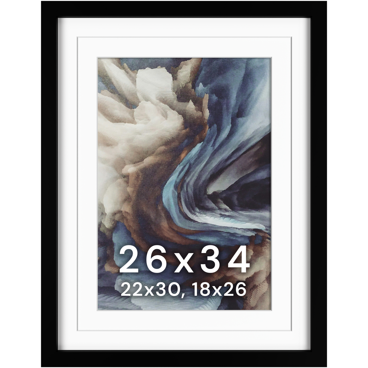26x34 Wood Frame Double Matted to 22x30 and 18x26 - Glass
