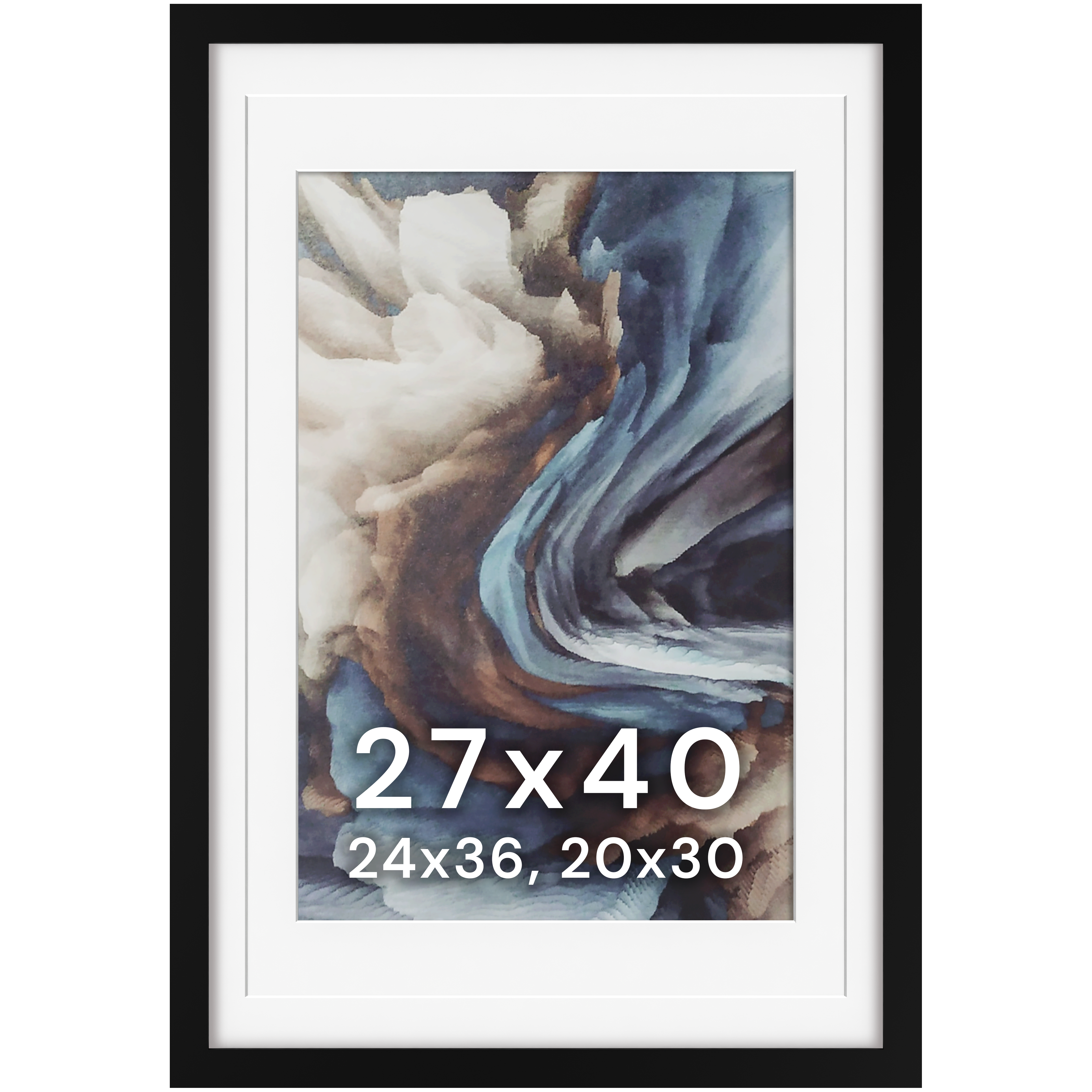 27x40 Wood Frame Double Matted to 24x36 and 20x30 - Glass