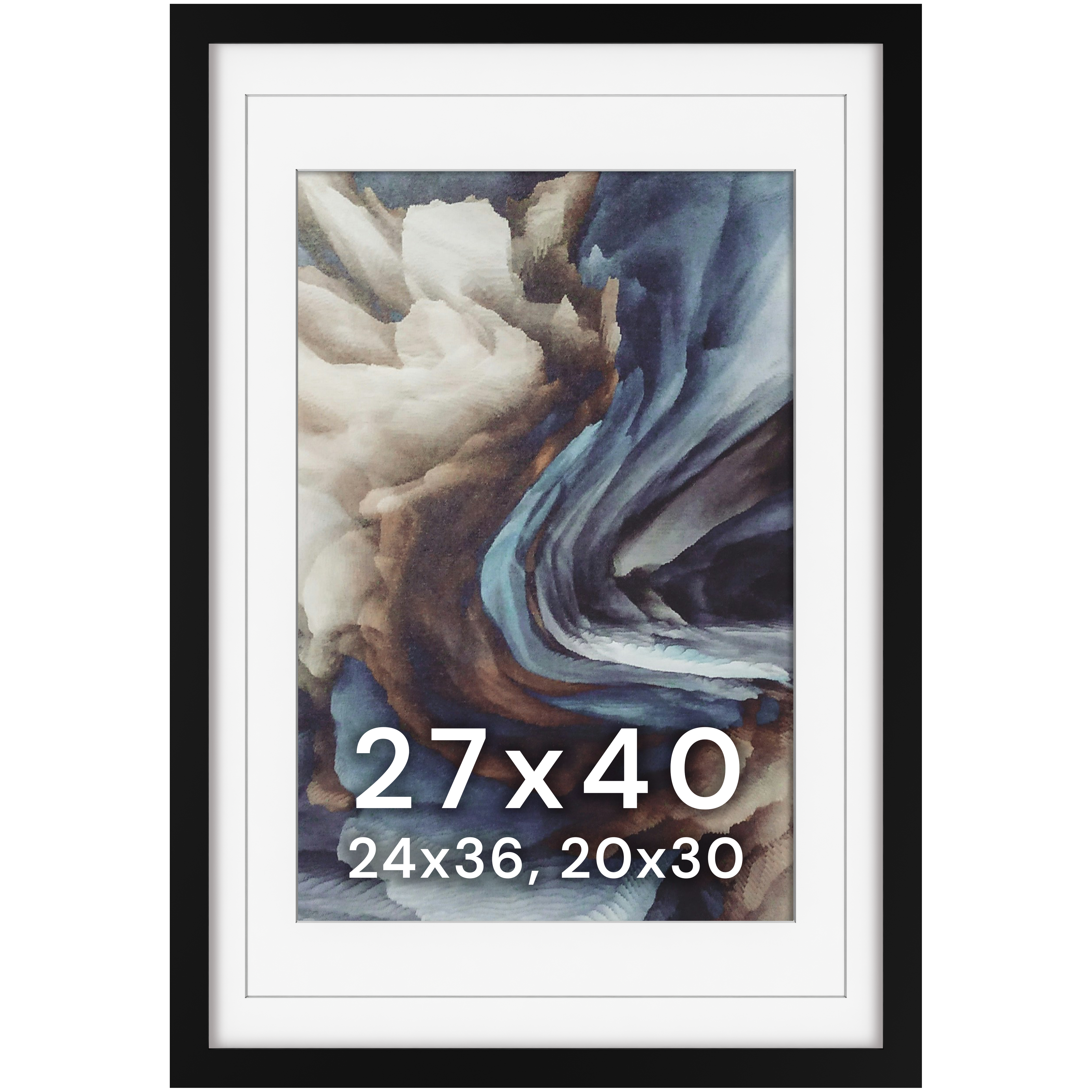 27x40 Wood Frame Double Matted to 24x36 and 20x30 - Glass