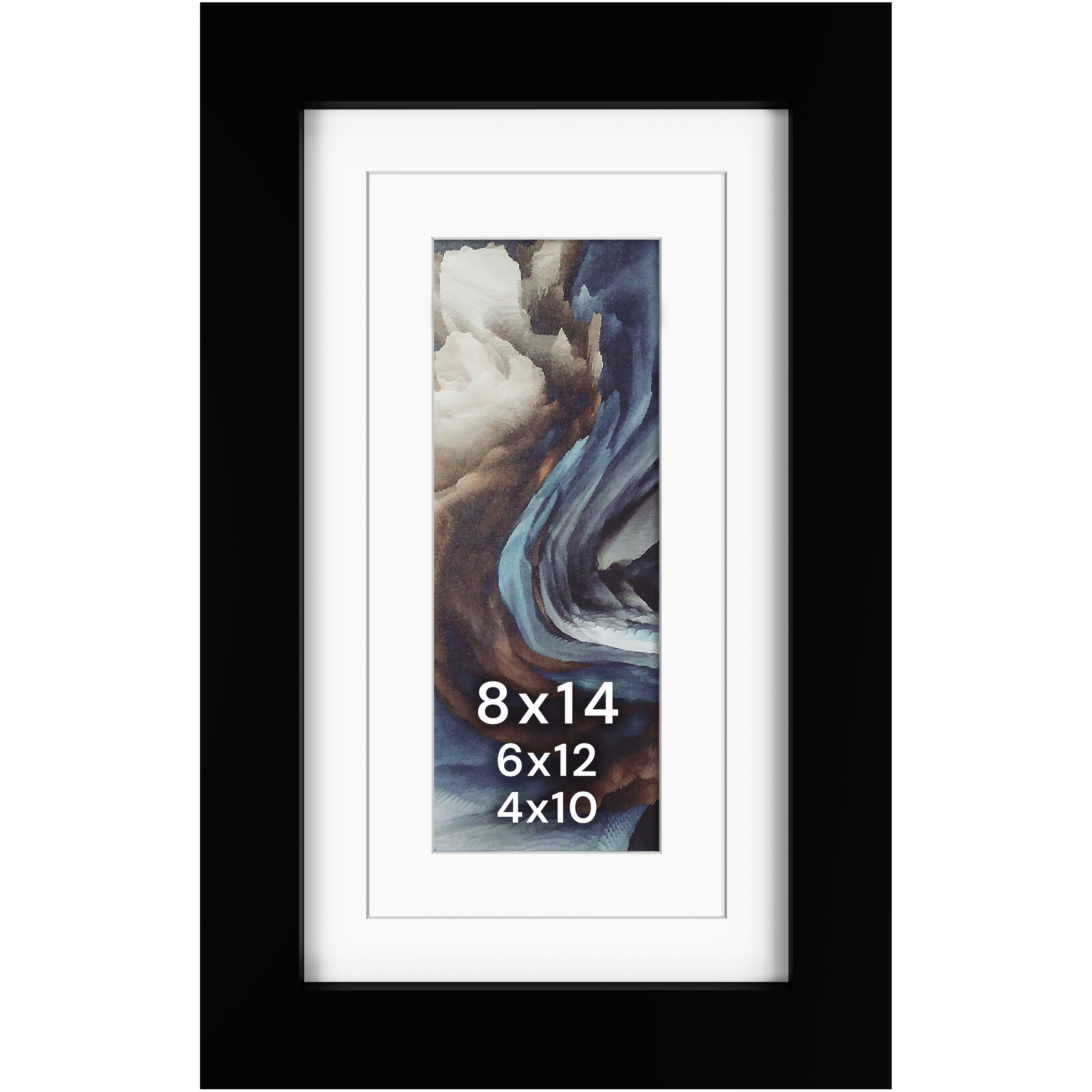 Amoページ 8x14 Poster Frame, Double Matted to 6x12 and 4x10 | Black
