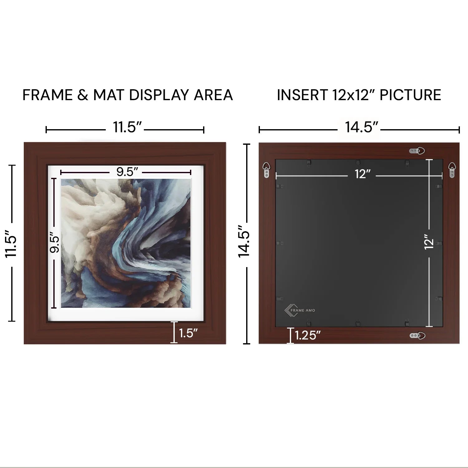 12x12 Wood Frame Matted to 10x10 - Glass