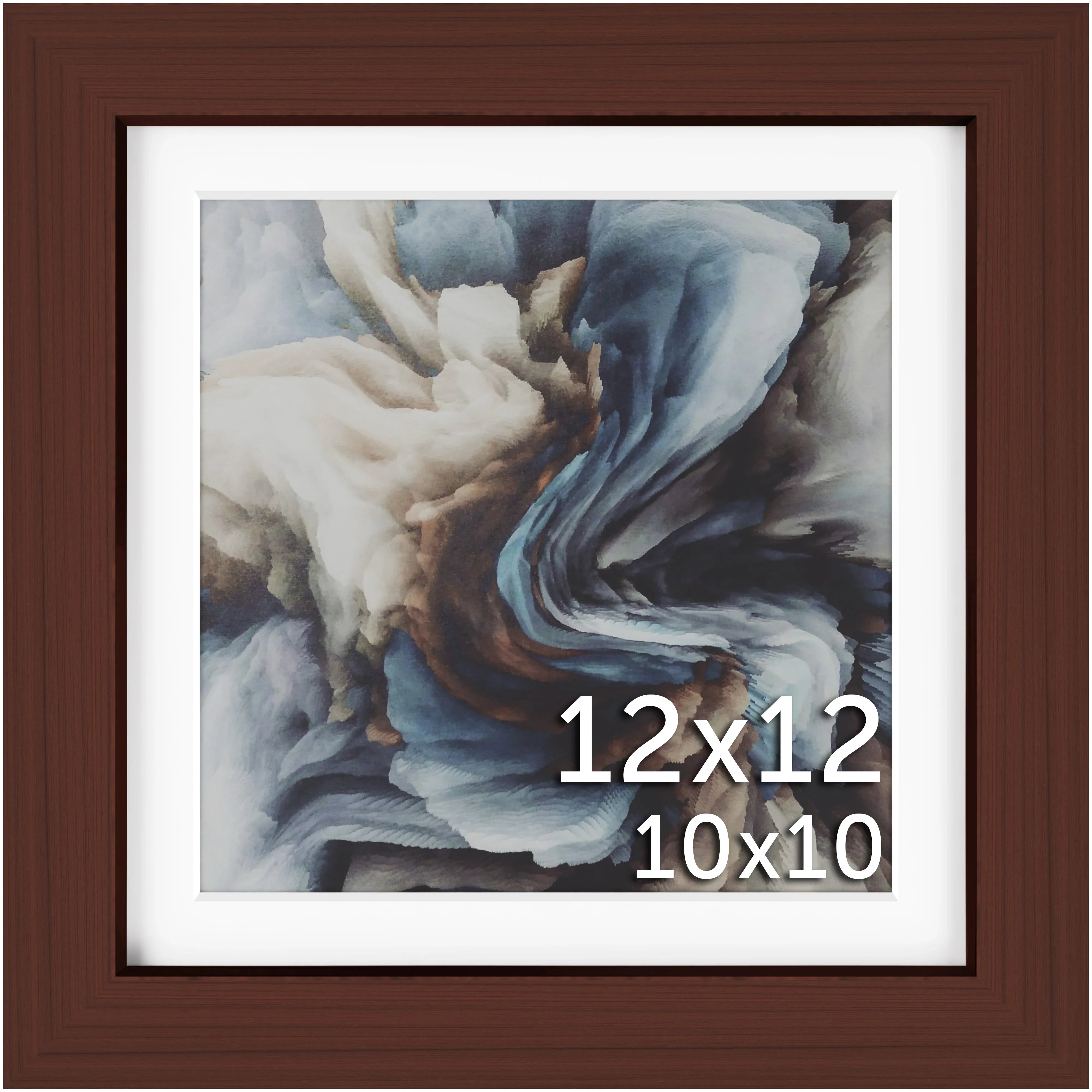 12x12 Wood Frame Matted to 10x10 - Glass