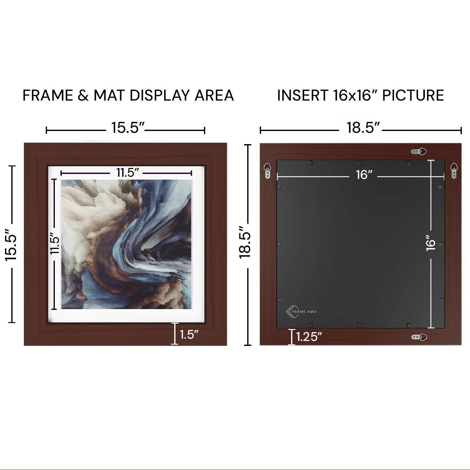 16x16 Matted Wood Frame - Signature Glass