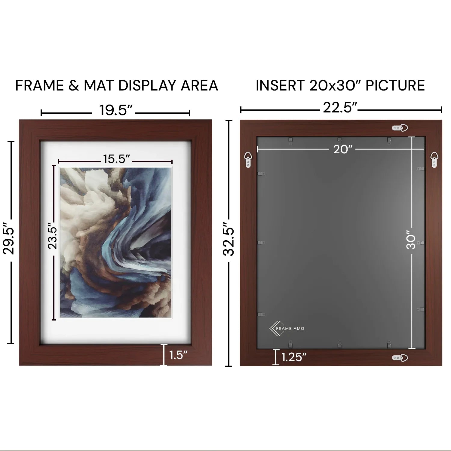 20x30 Marco Foto Madera Mate