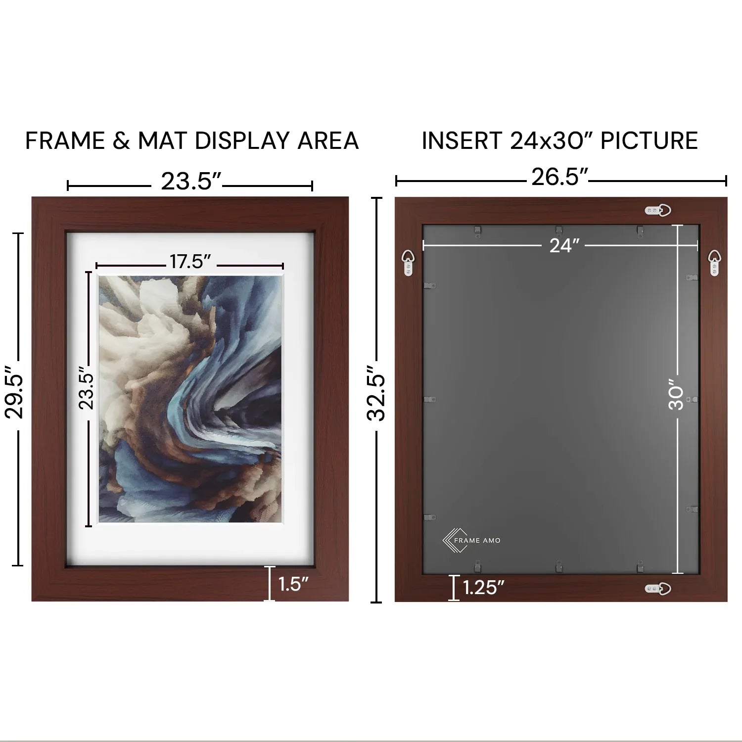 24x30 Matted Wood Frame - Signature Glass
