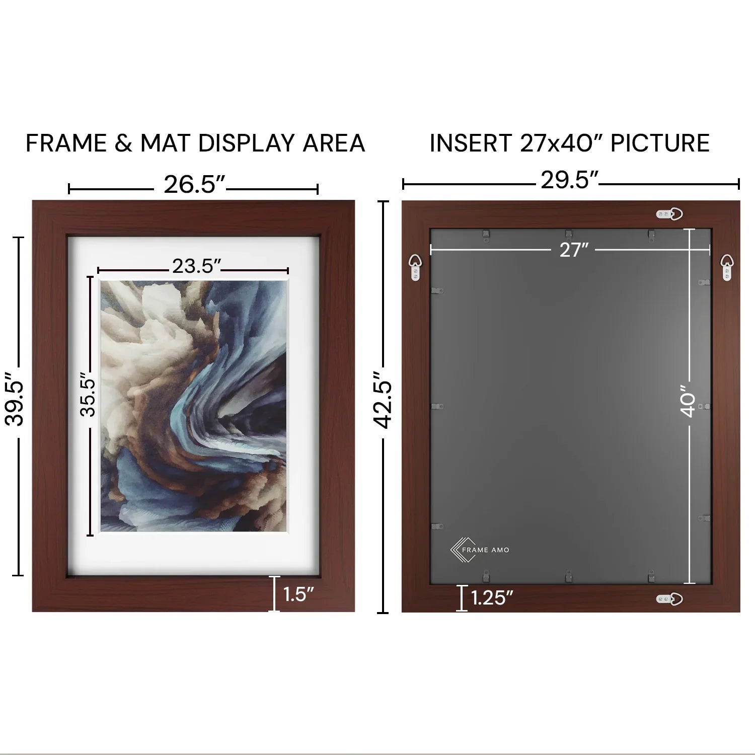 27x40 Matted Wood Frame - Signature Glass