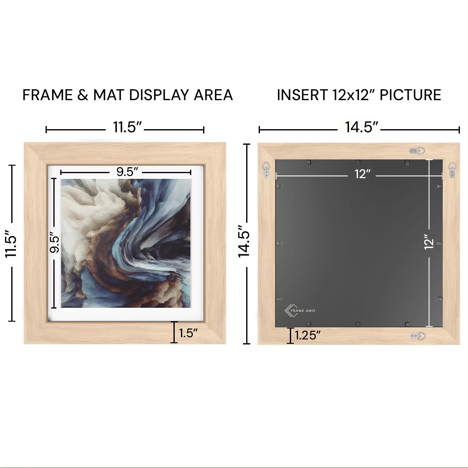 12x12 Wood Frame Matted to 10x10 - Glass