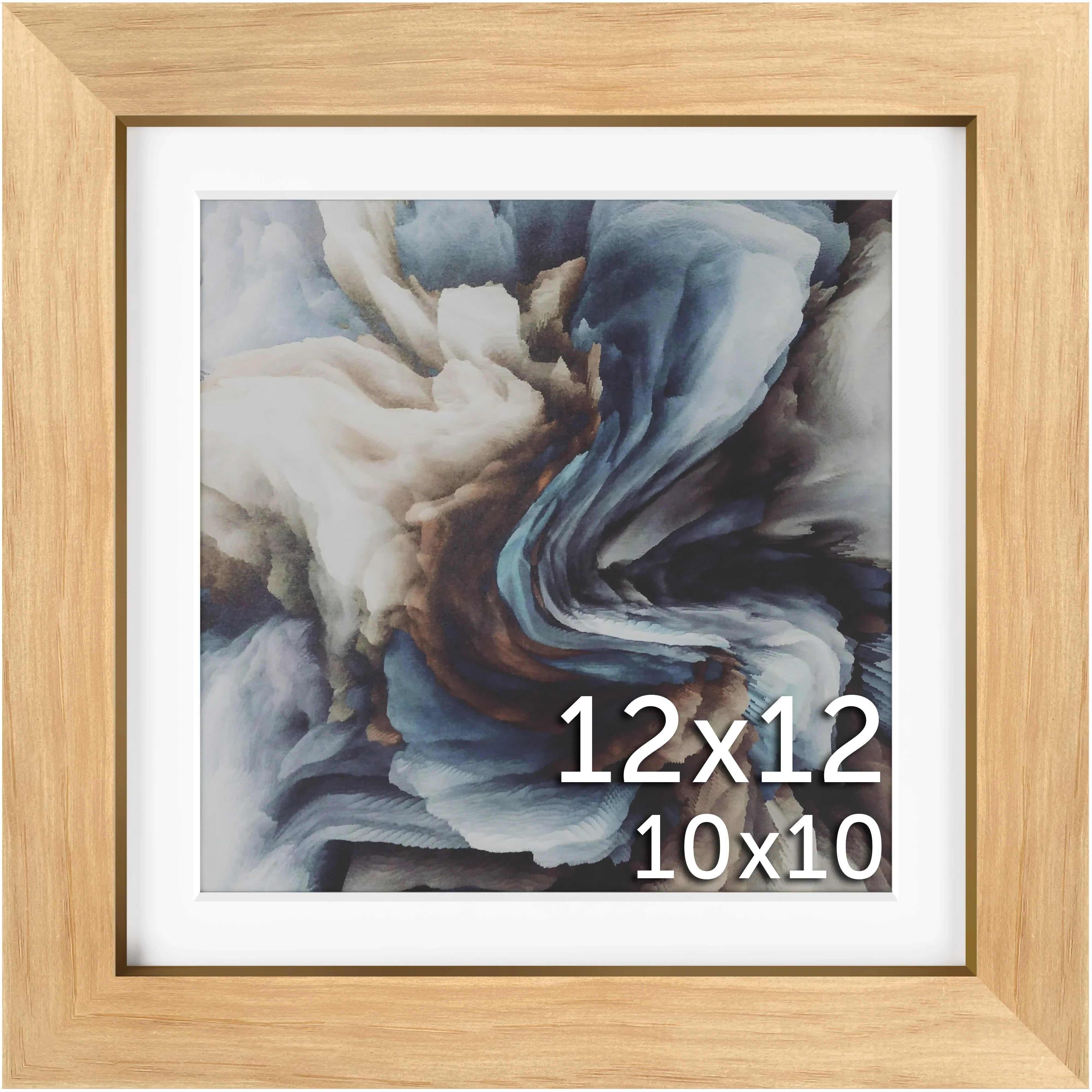 12x12 Wood Frame Matted to 10x10 - Glass