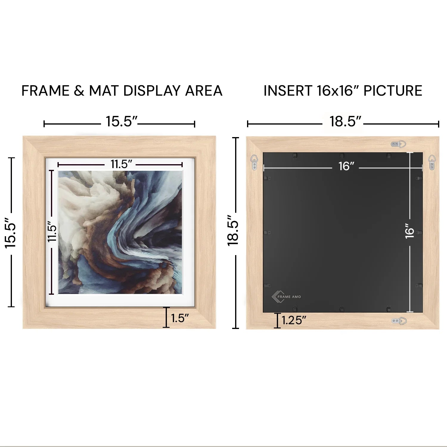 16x16 Matted Wood Frame - Signature Glass