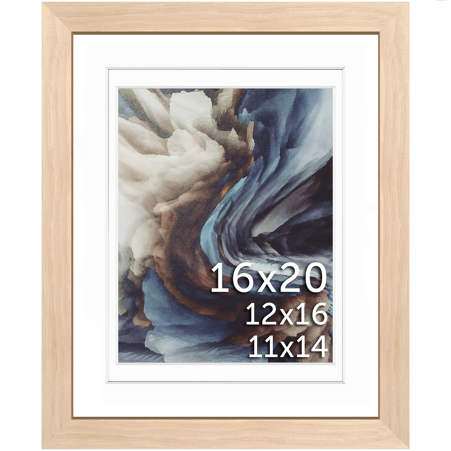 16x20 Wood Frame Double Matted to 12x16 and 11x14 - Glass