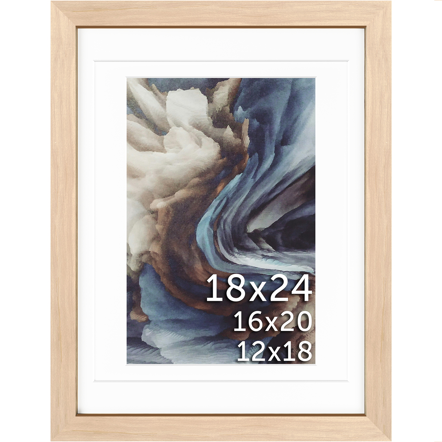 18x24 Wood Frame Double Matted to 16x20 and 12x18 - Glass