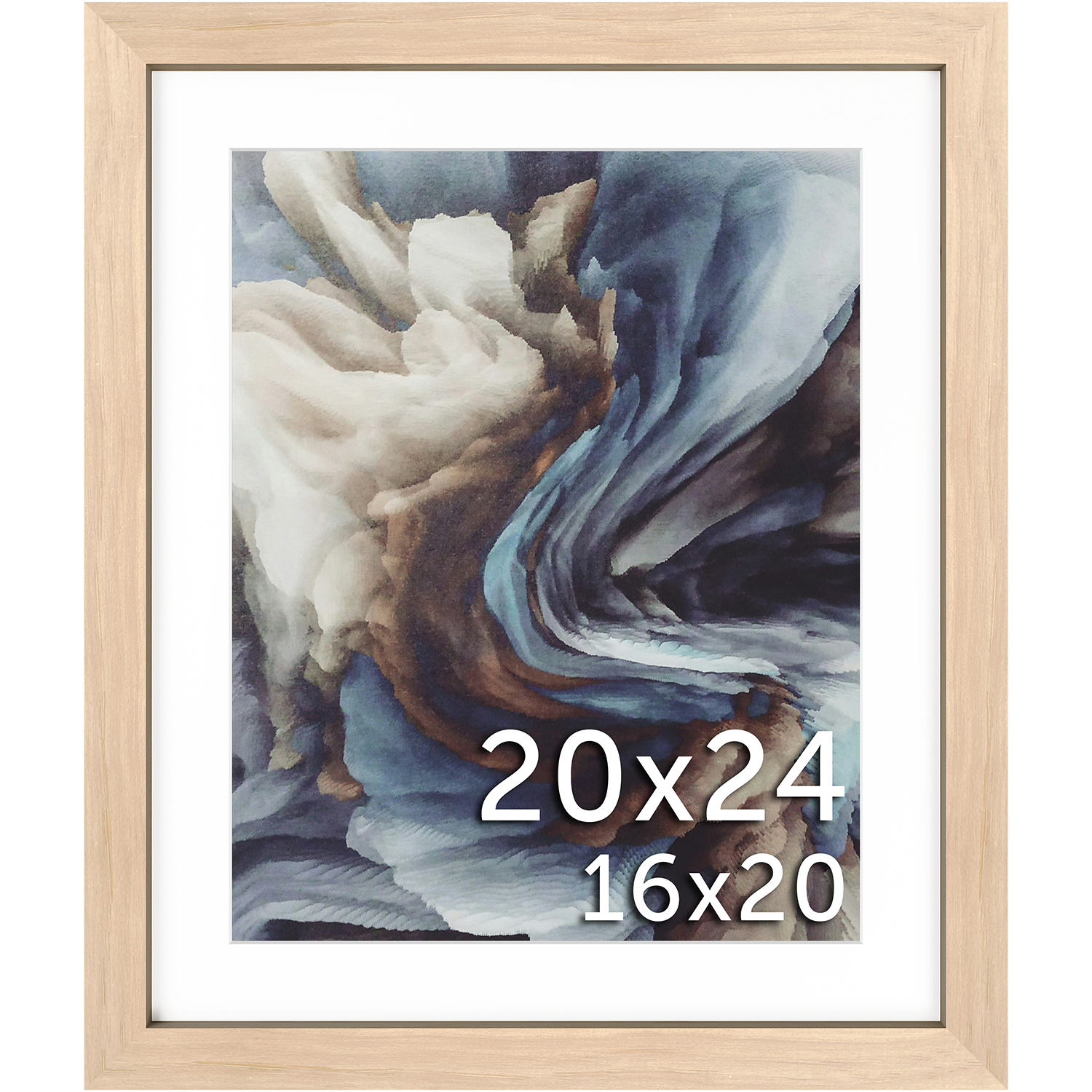 20x24 Wood Frame Matted to 16x20 - Glass