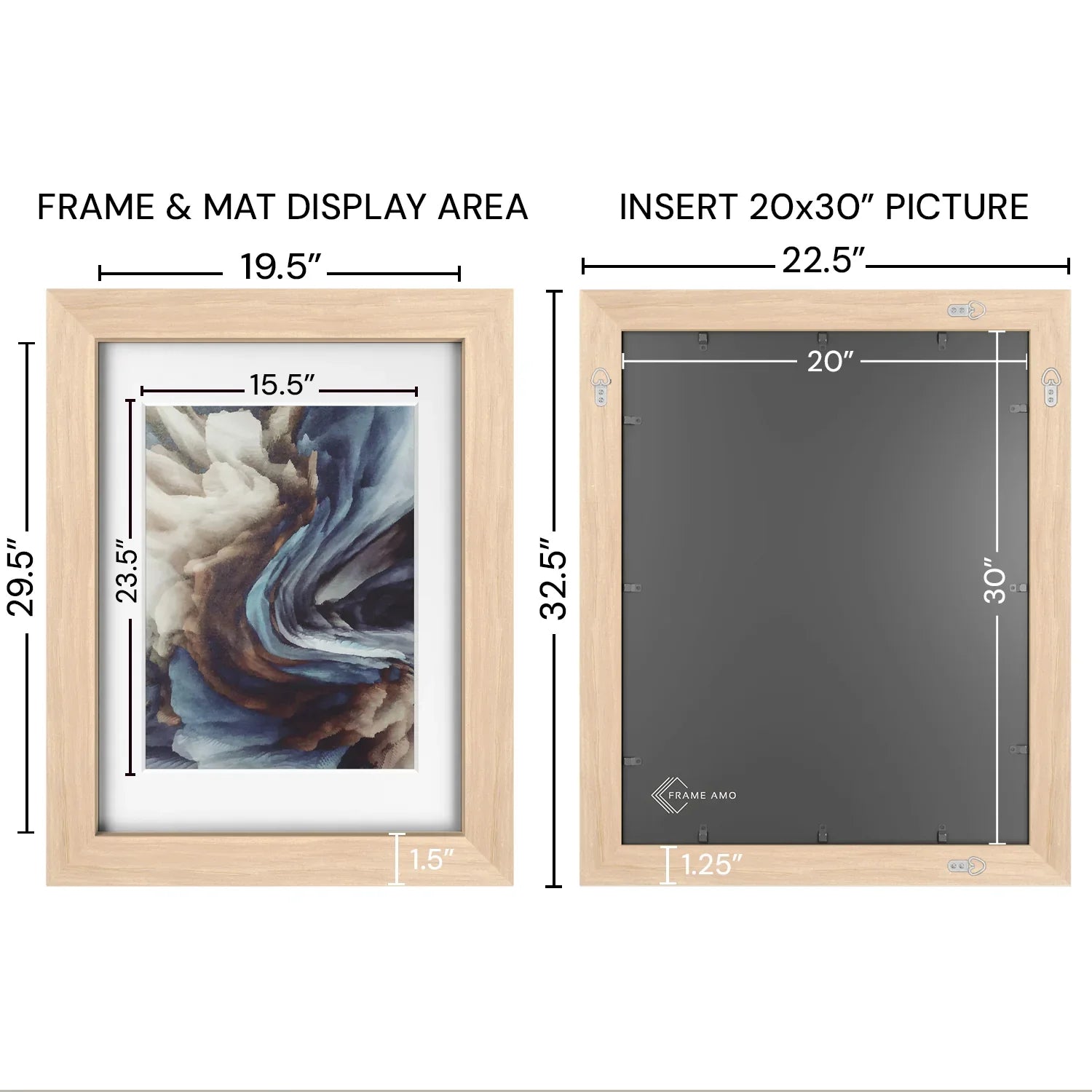 20x30 Marco Foto Madera Mate