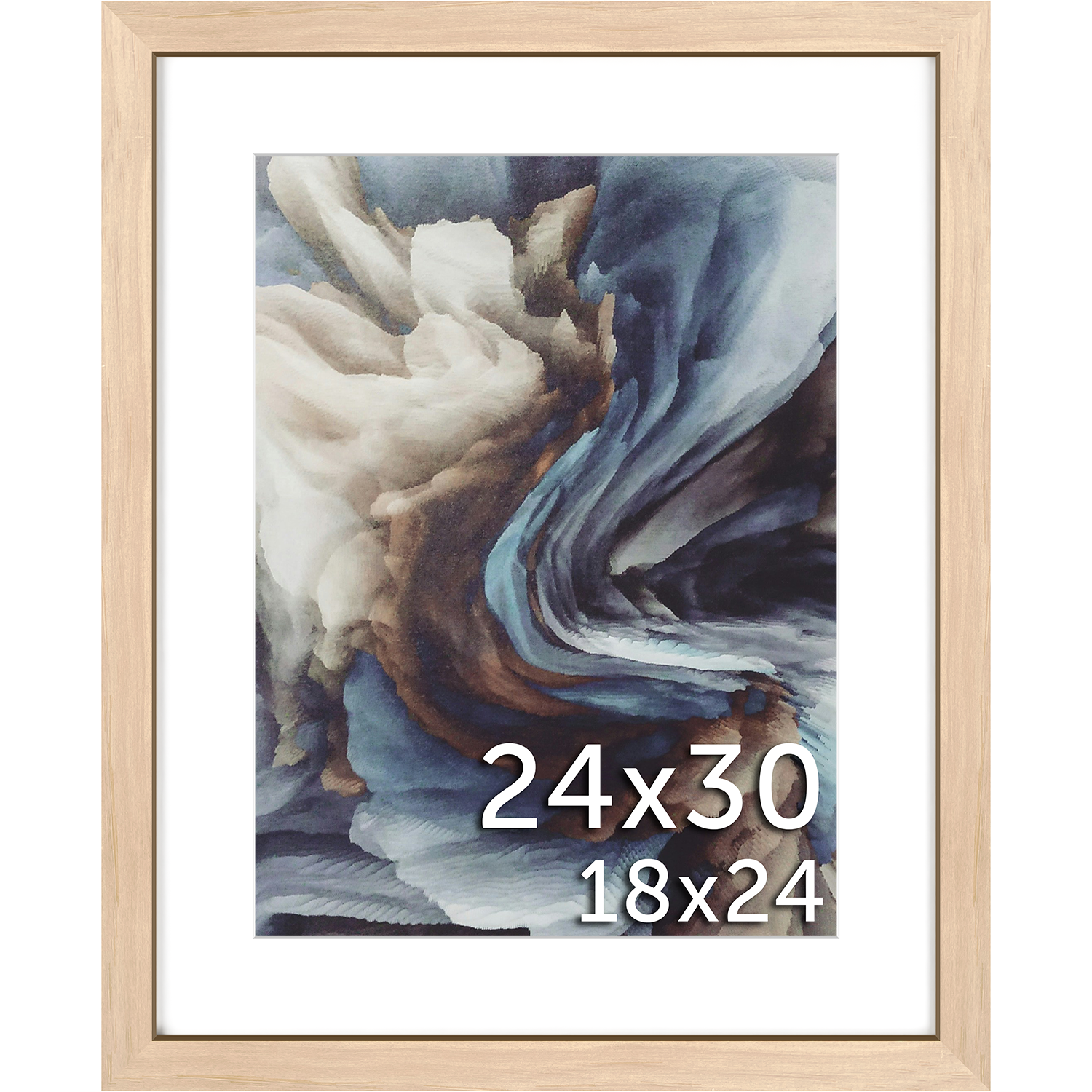 24x30 Wood Frame Matted to 18x24 - Glass