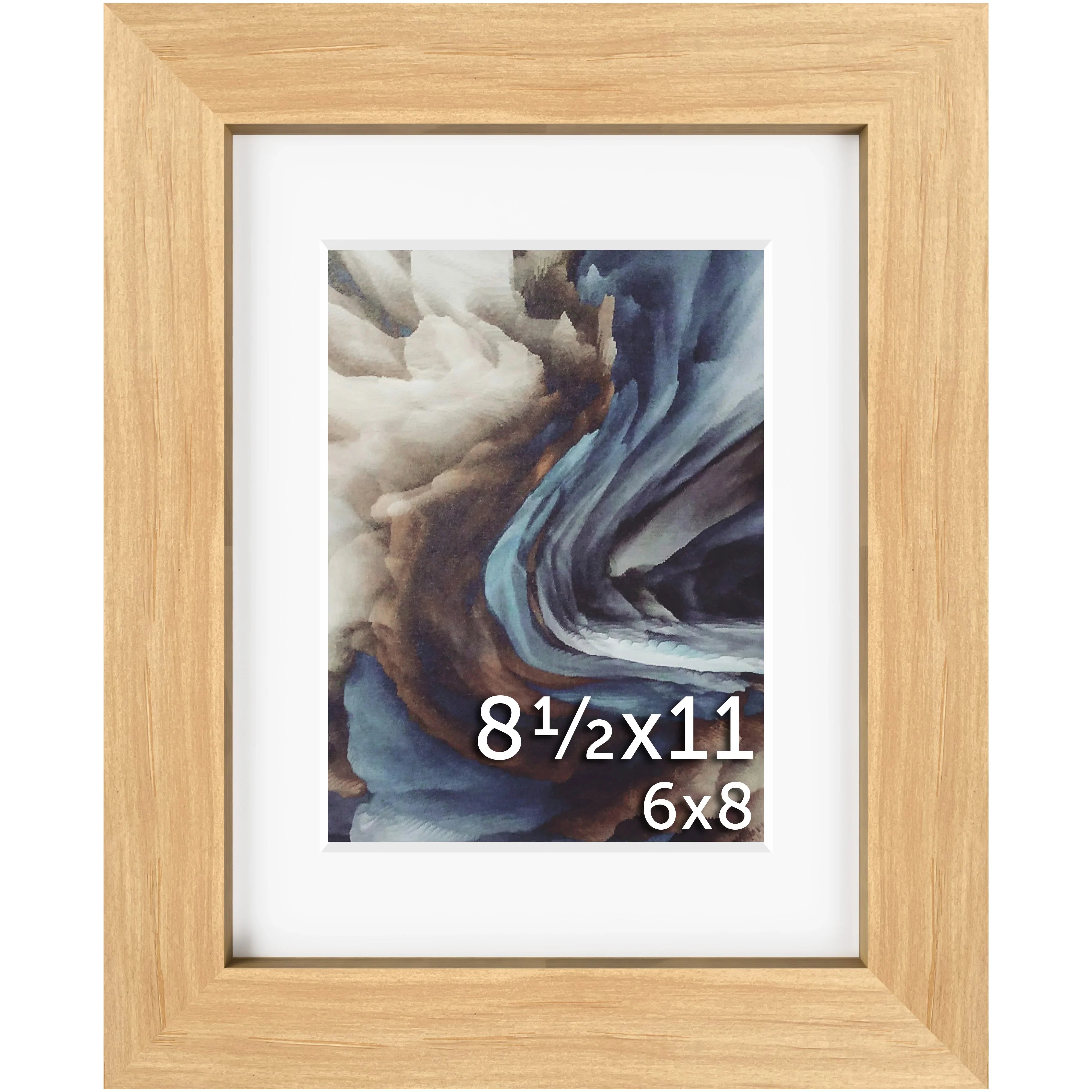 8.5x11 Matted Wood Frame - Signature Glass