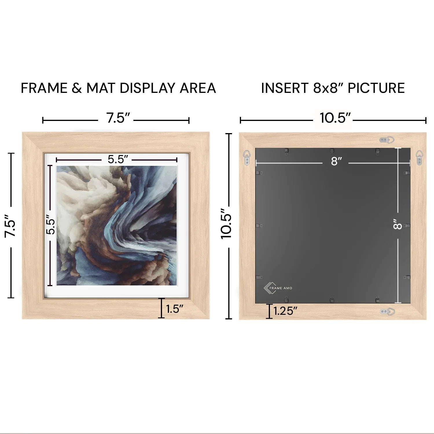 8x8 Matted Wood Frame - Signature Glass