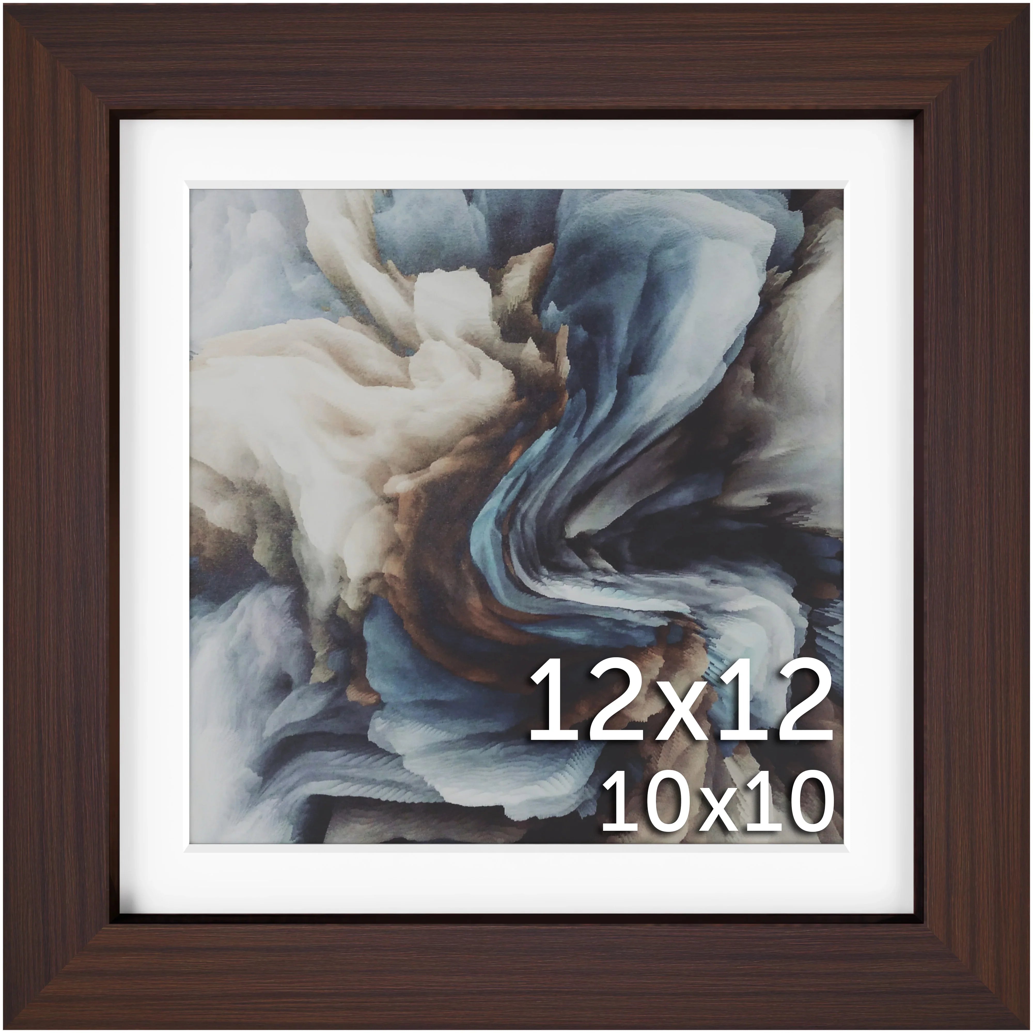 12x12 Wood Frame Matted to 10x10 - Glass