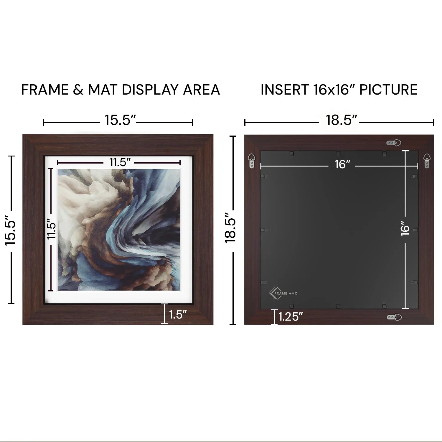 16x16 Matted Wood Frame - Signature Glass