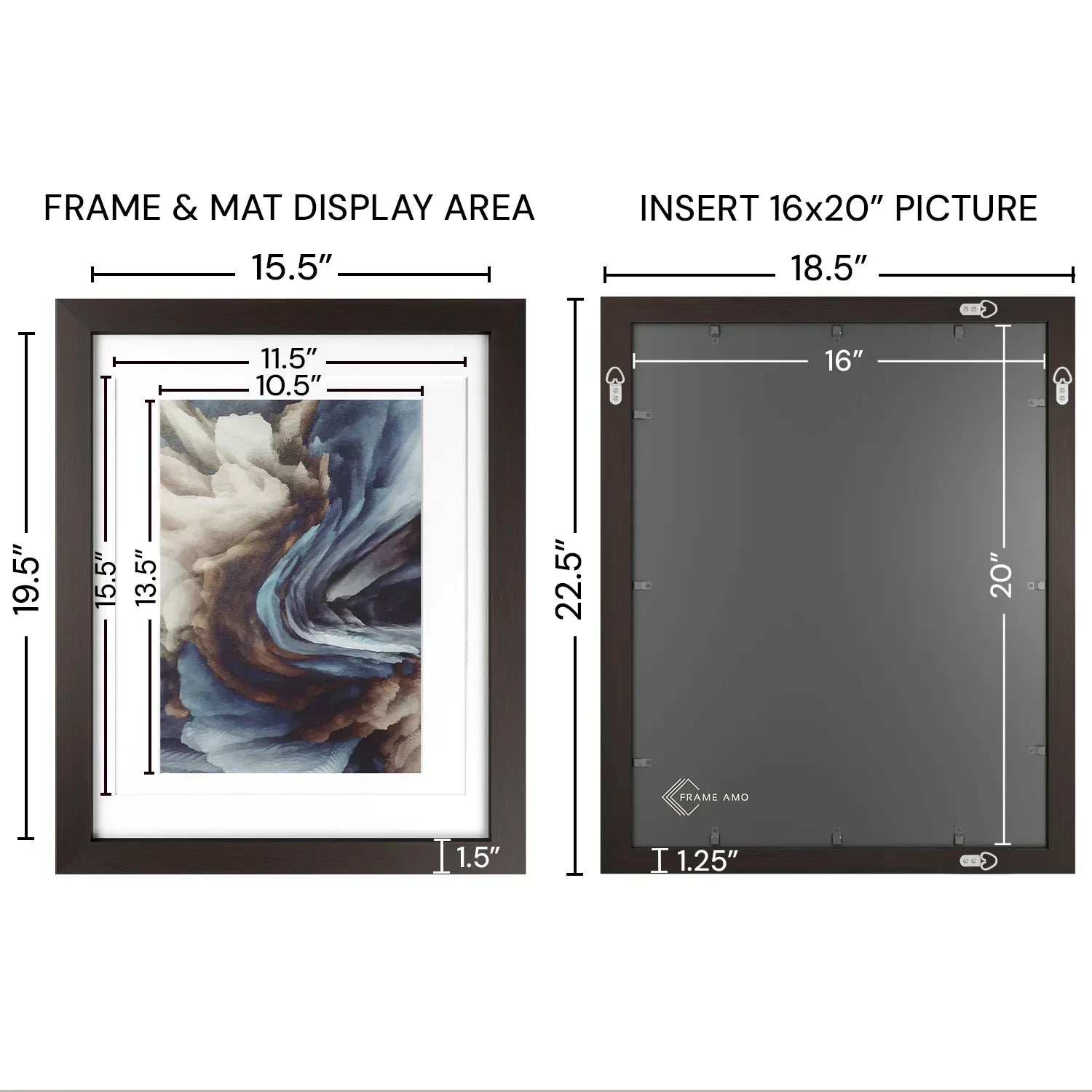16x20 Frame with Double Mat for 11×14 Certificate - Glass and Wood