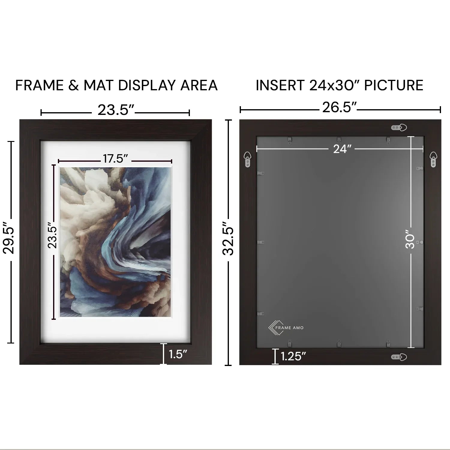 24x30 Matted Wood Frame - Signature Glass